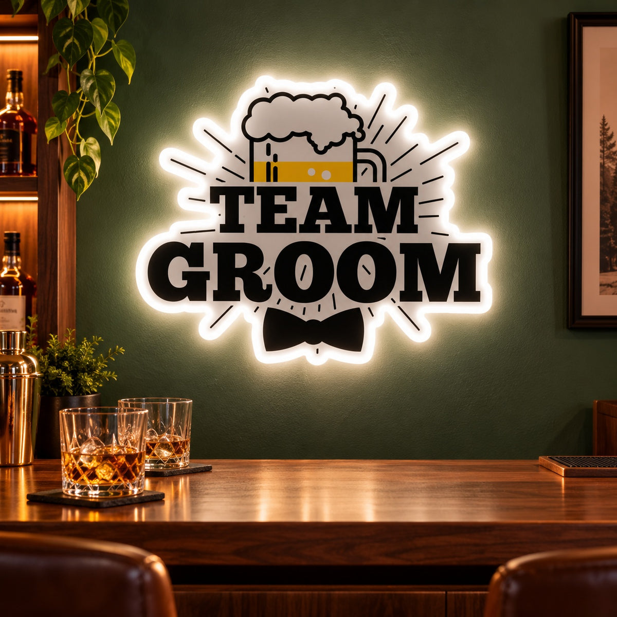 Team Groom LED Neon Sign - advertising view
