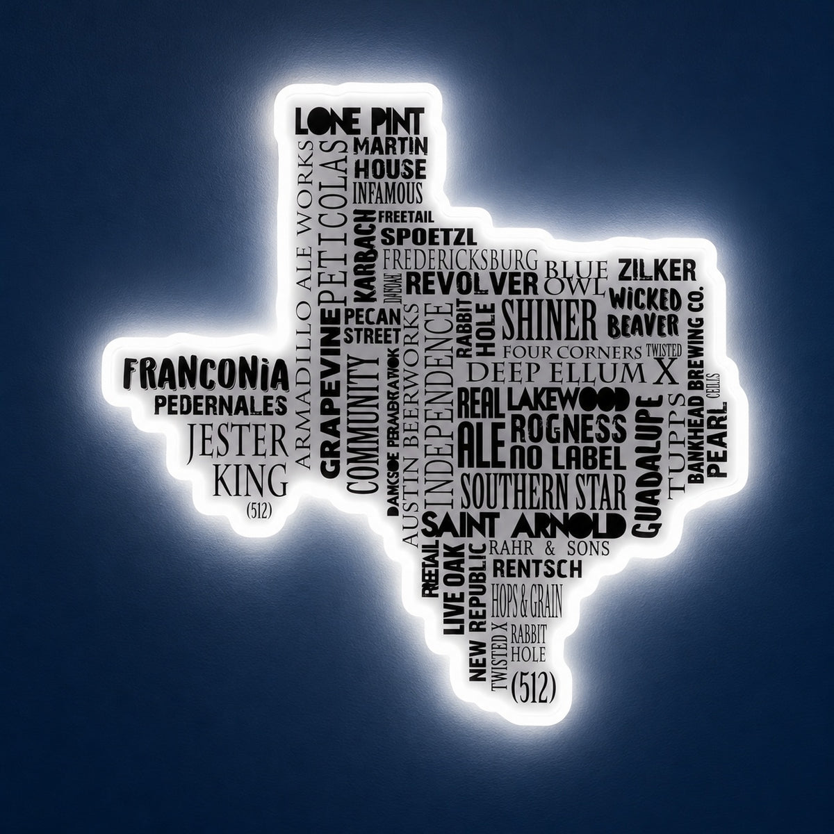 Texas Brewery Map LED Neon Sign - product hero