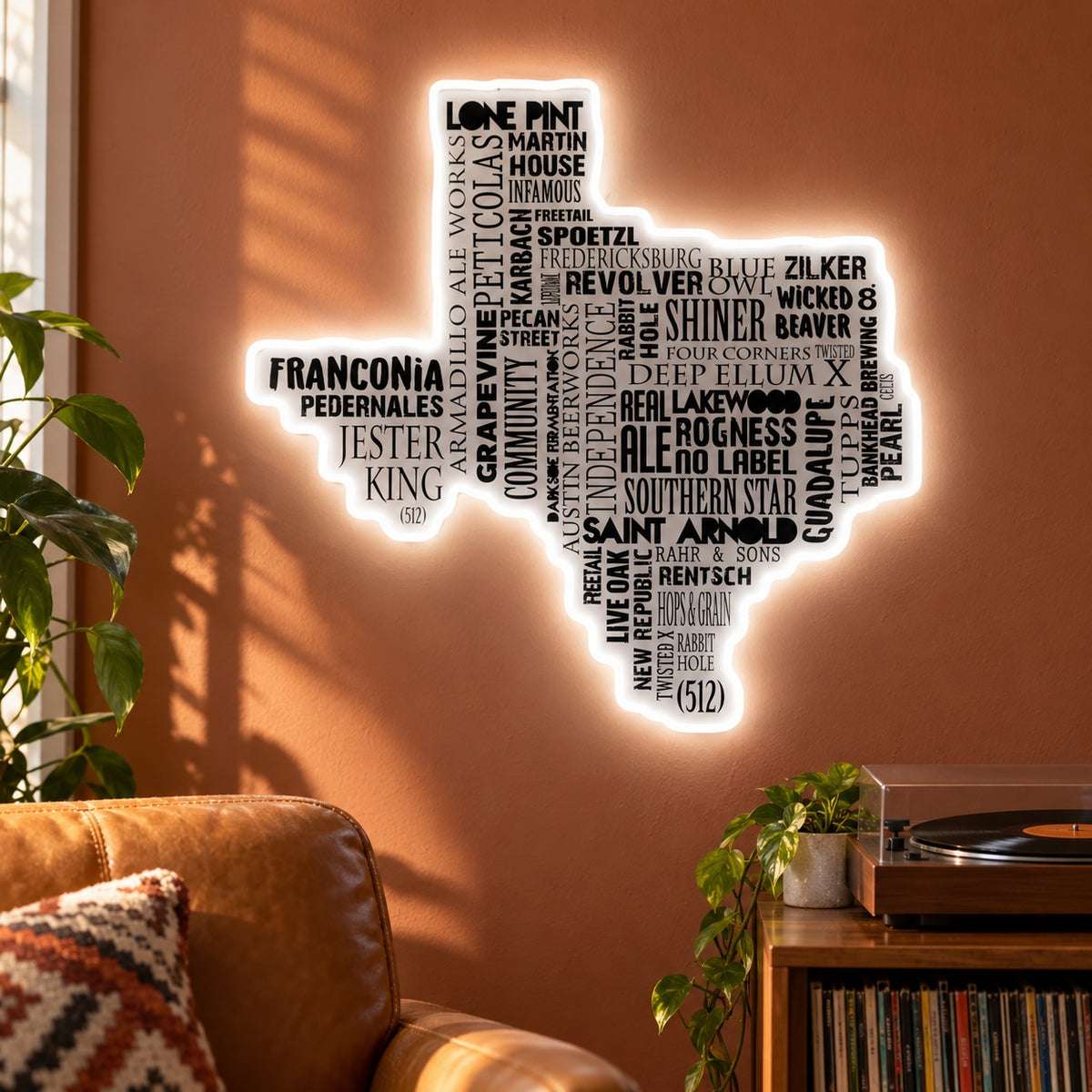 Texas Brewery Map LED Neon Sign - lifestyle view