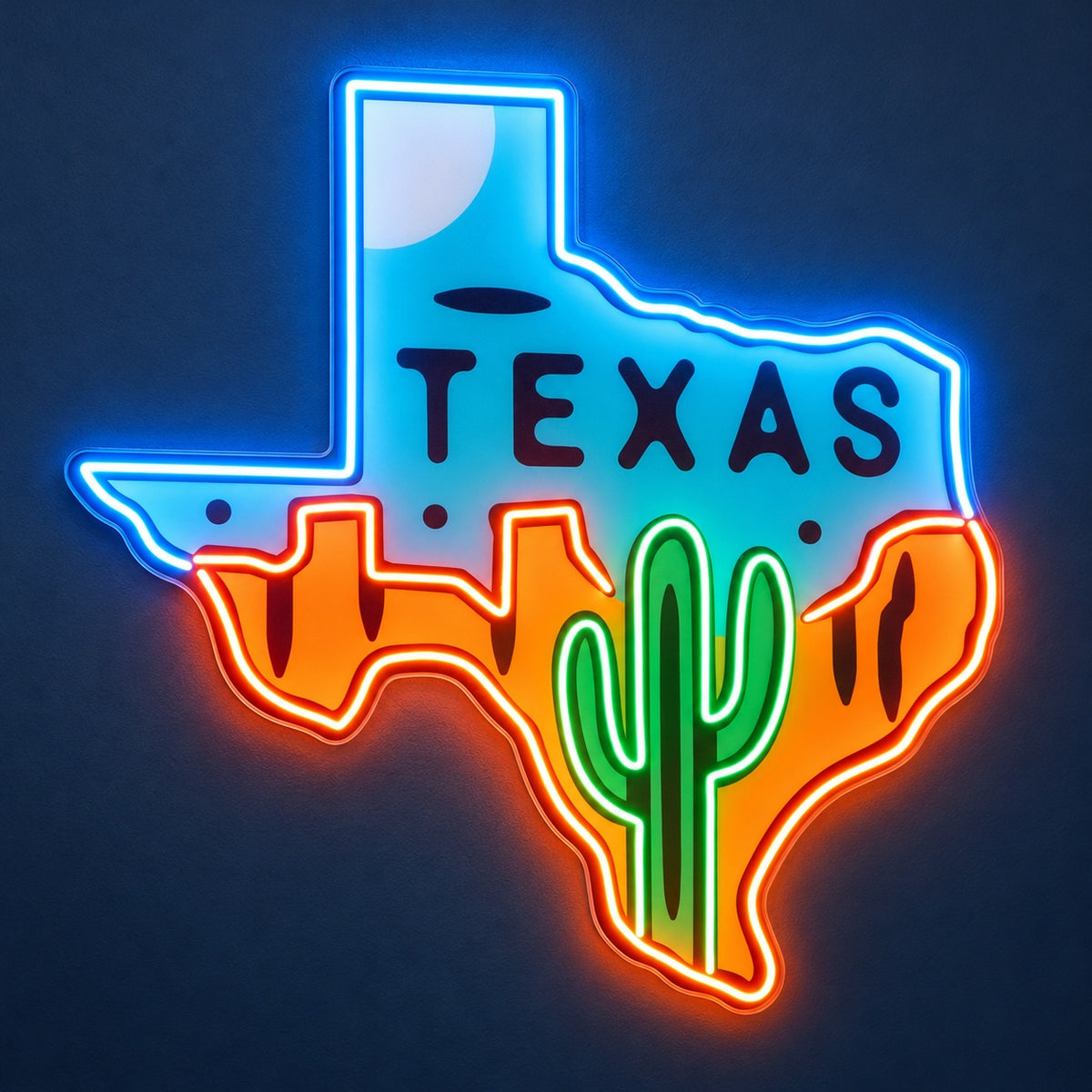 Texas Map Desert Cactus LED Neon Sign - product hero