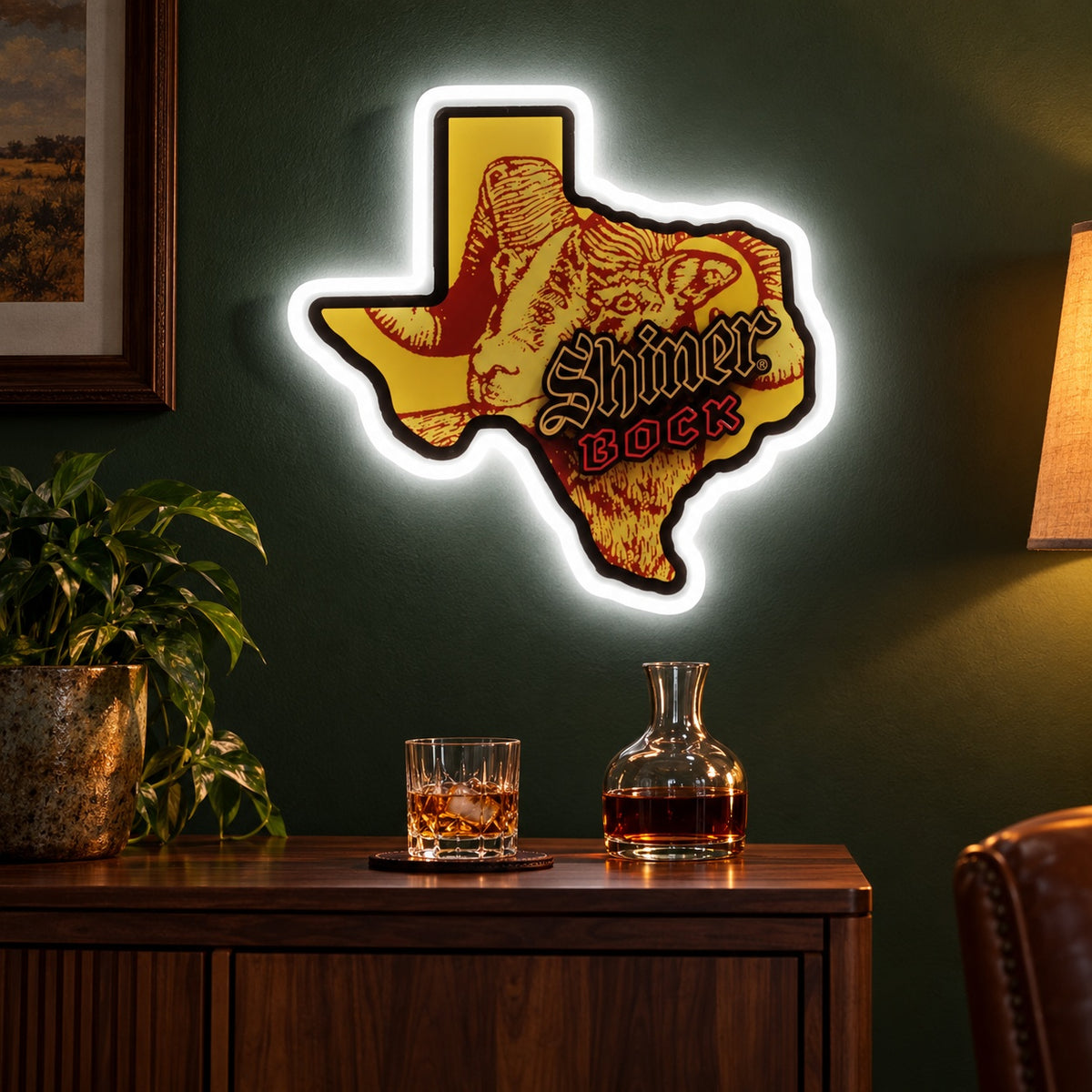 Texas Ram Head LED Neon Sign - advertising view