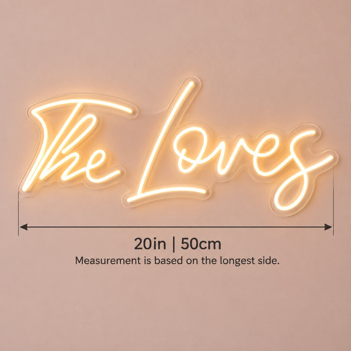 The Loves LED Neon Sign - size guide