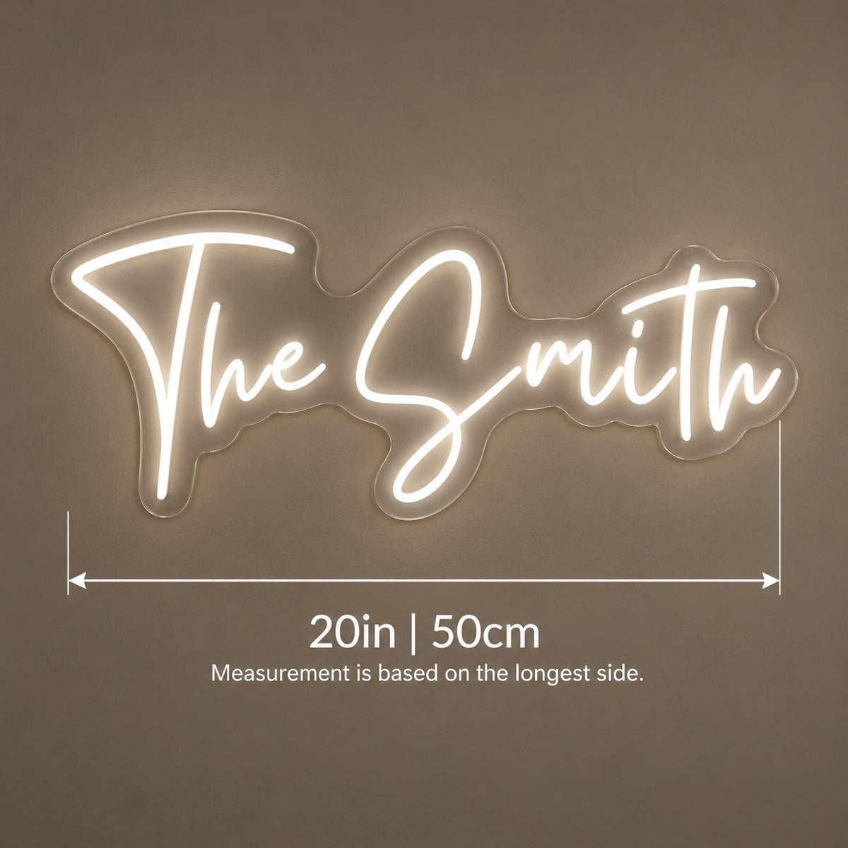 The Smith LED Neon Sign - size guide