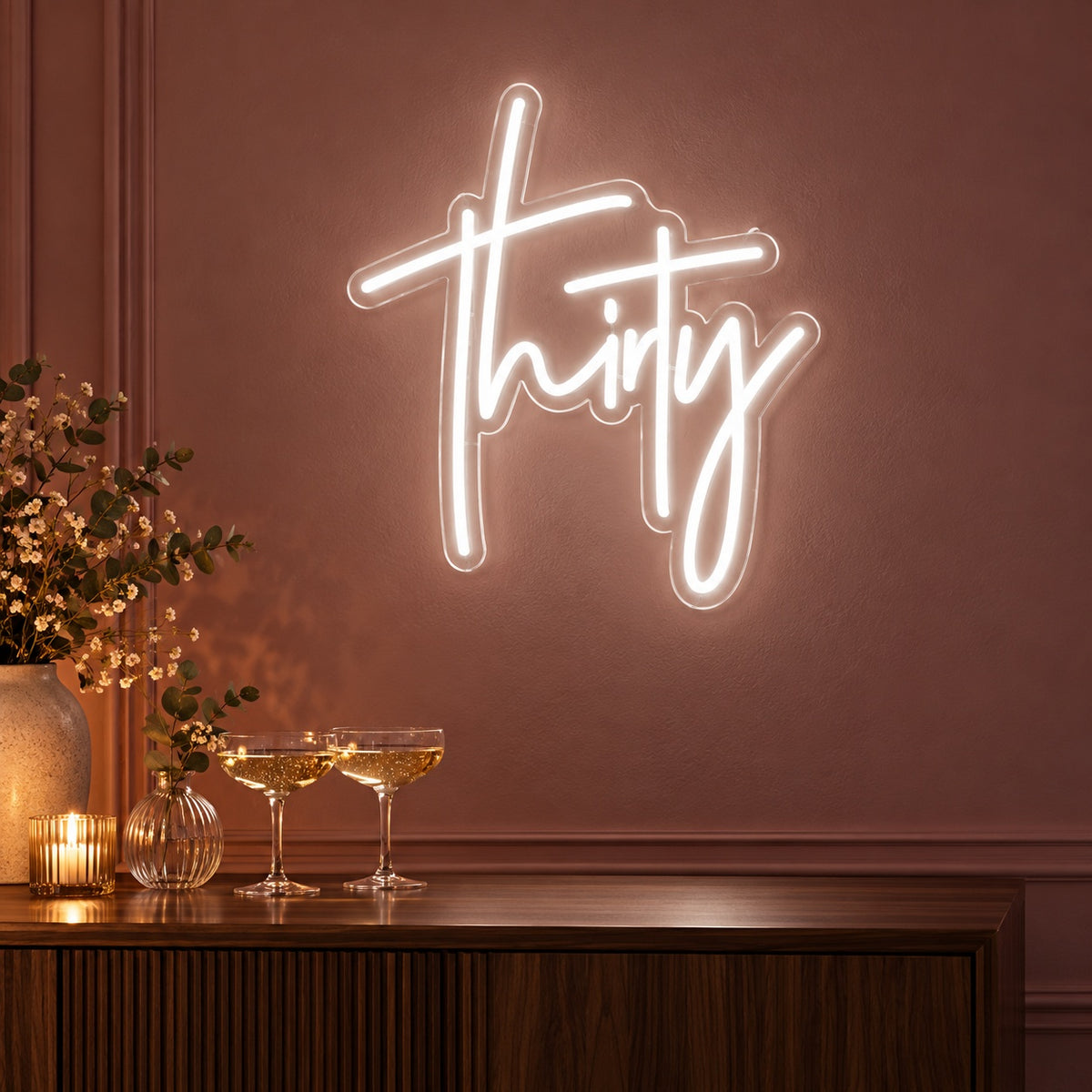 Thirty LED Neon Sign - advertising view