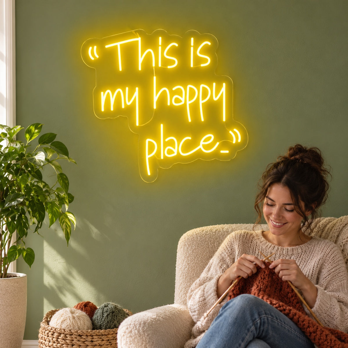 This Is My Happy Place LED Neon Sign - lifestyle view
