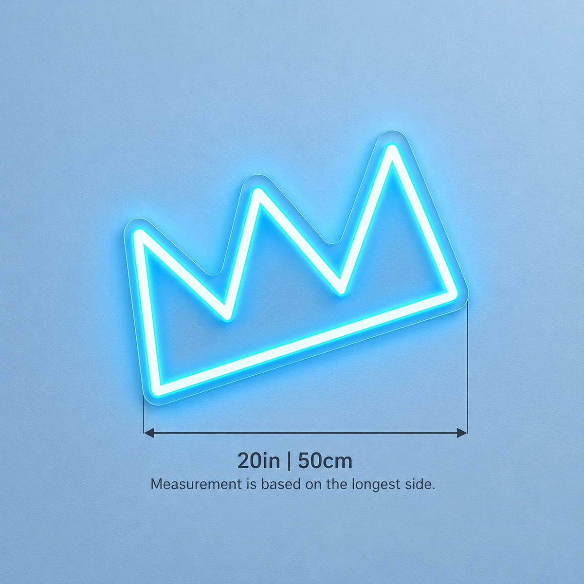Three Point Crown LED Neon Sign - size guide