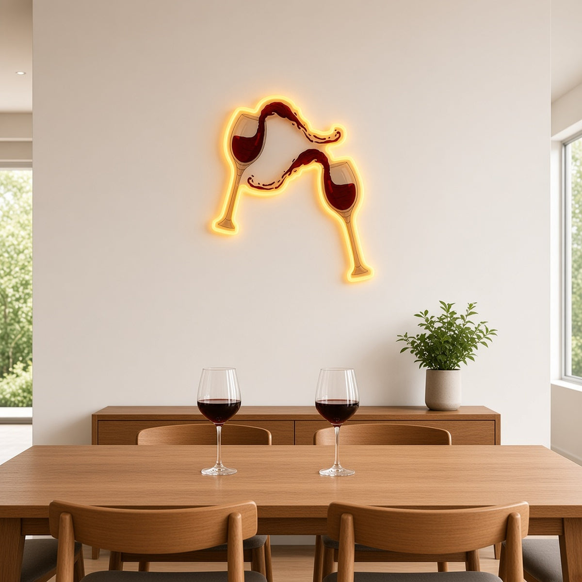 Toasting Wine Glasses UV Print Wine Splash for Bar LED Neon Sign - lifestyle view