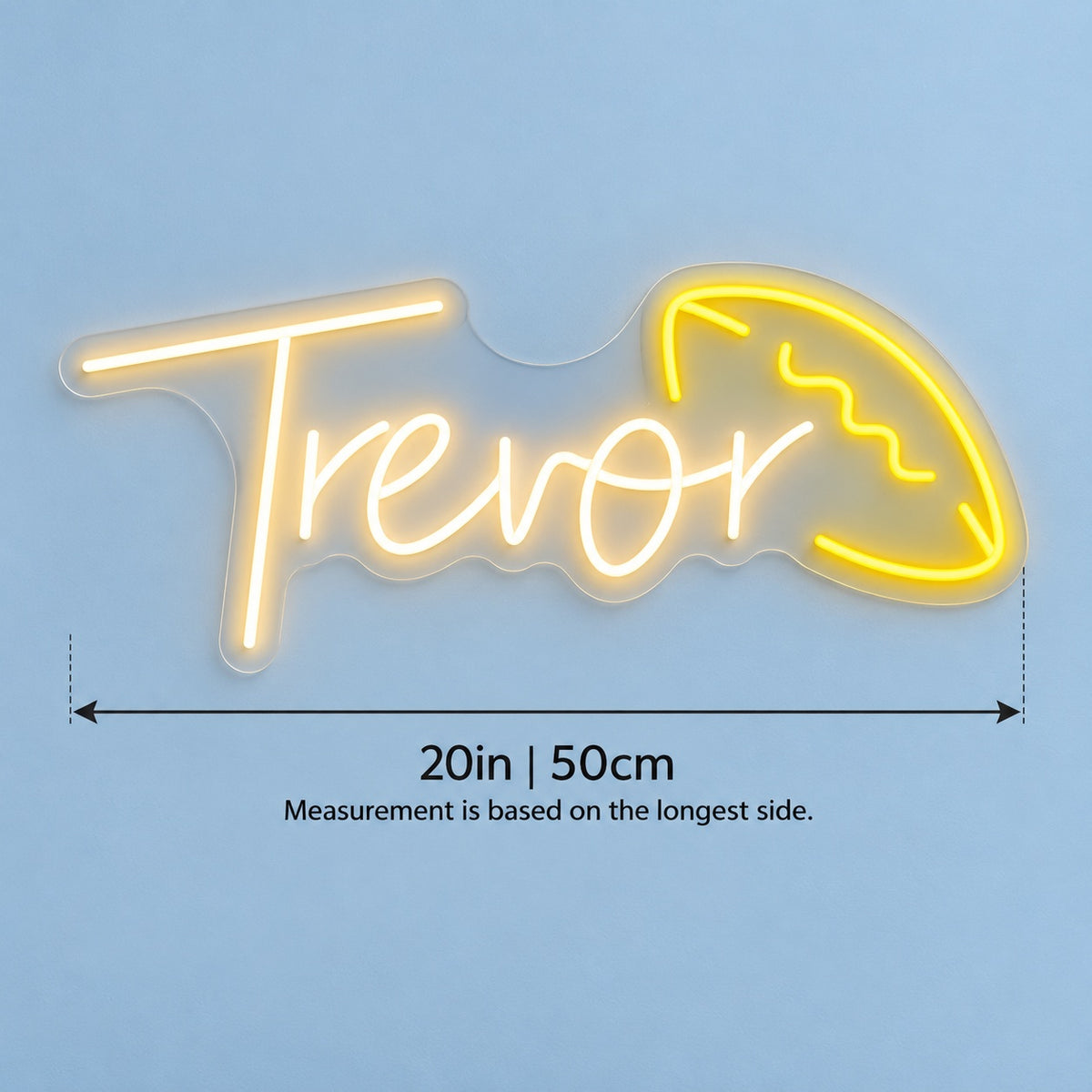 Trevor LED Neon Sign - size guide