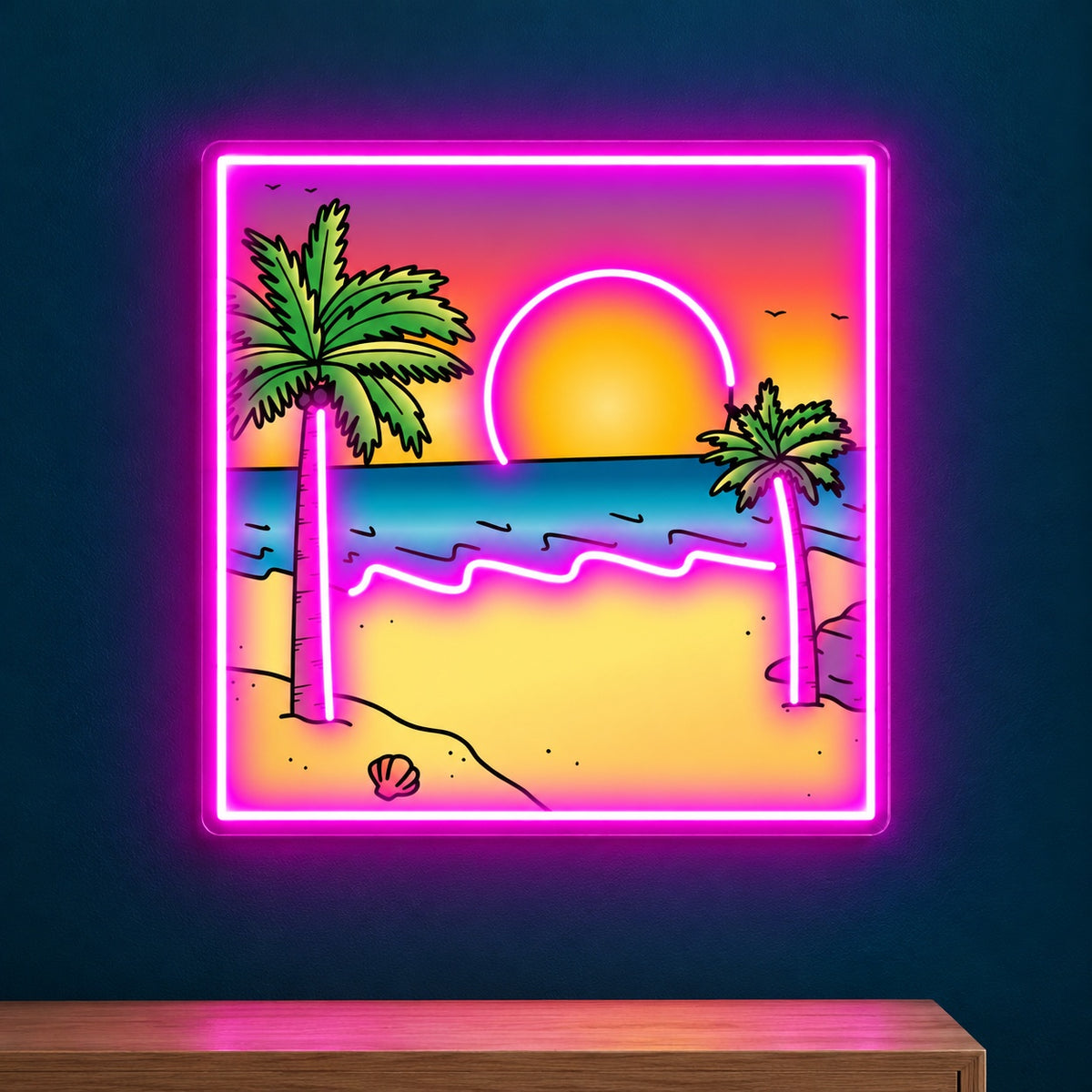 Tropical Palm Beach Sunset LED Neon Sign - product hero