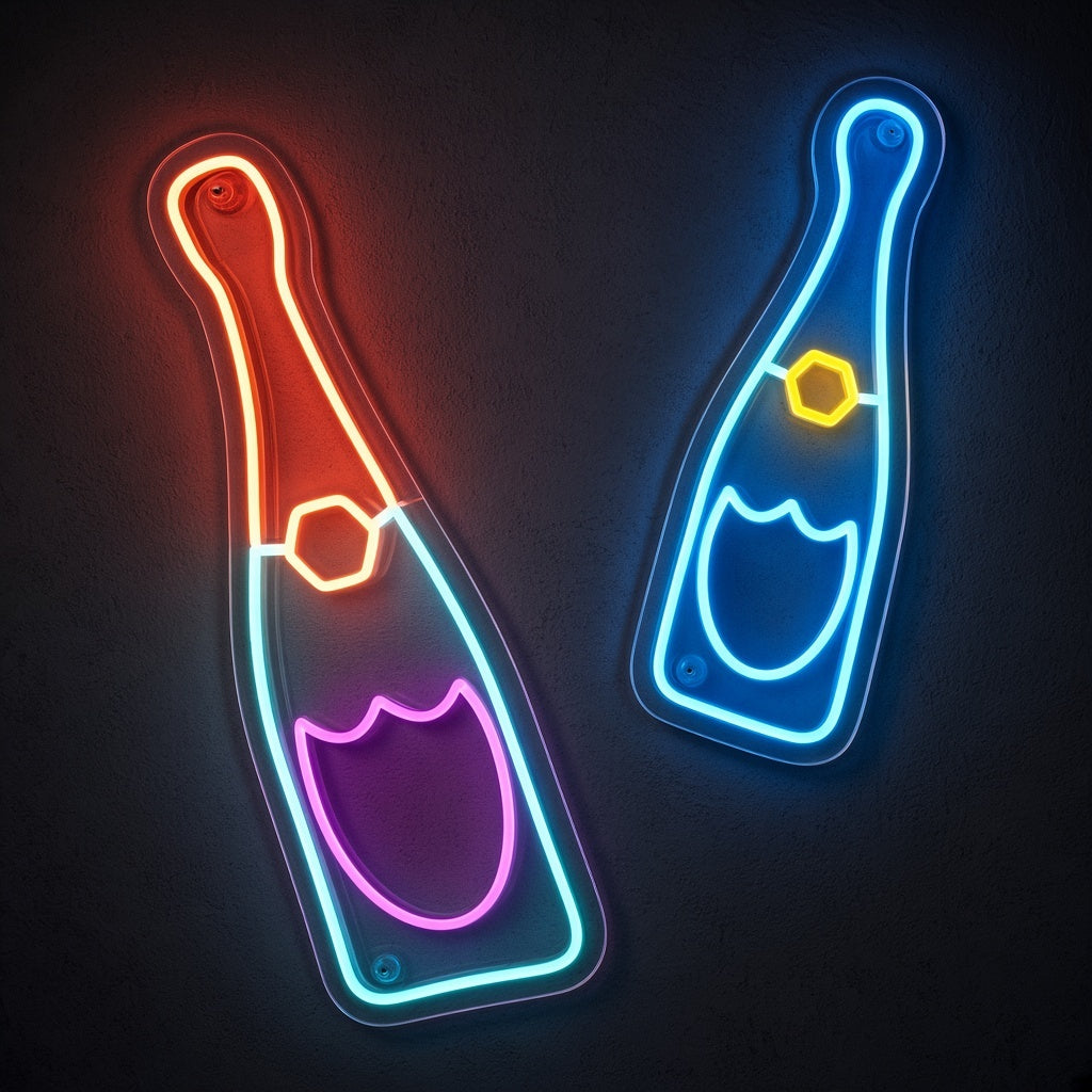 Twin Champagne Bottles LED Neon Sign - product hero