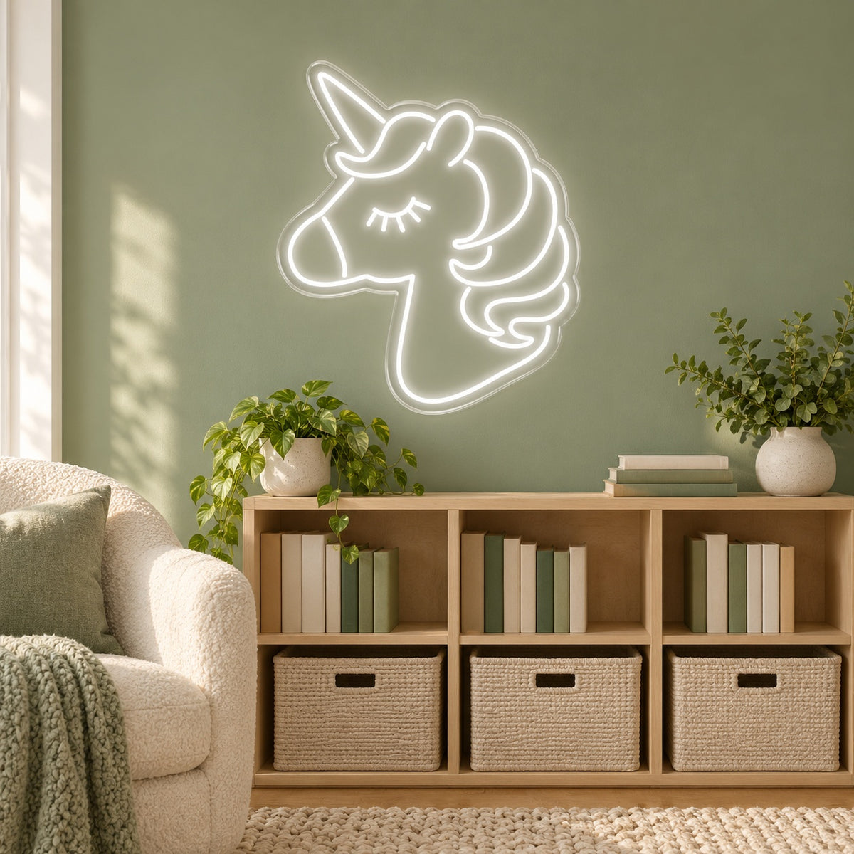 Unicorn Head LED Neon Sign - lifestyle view