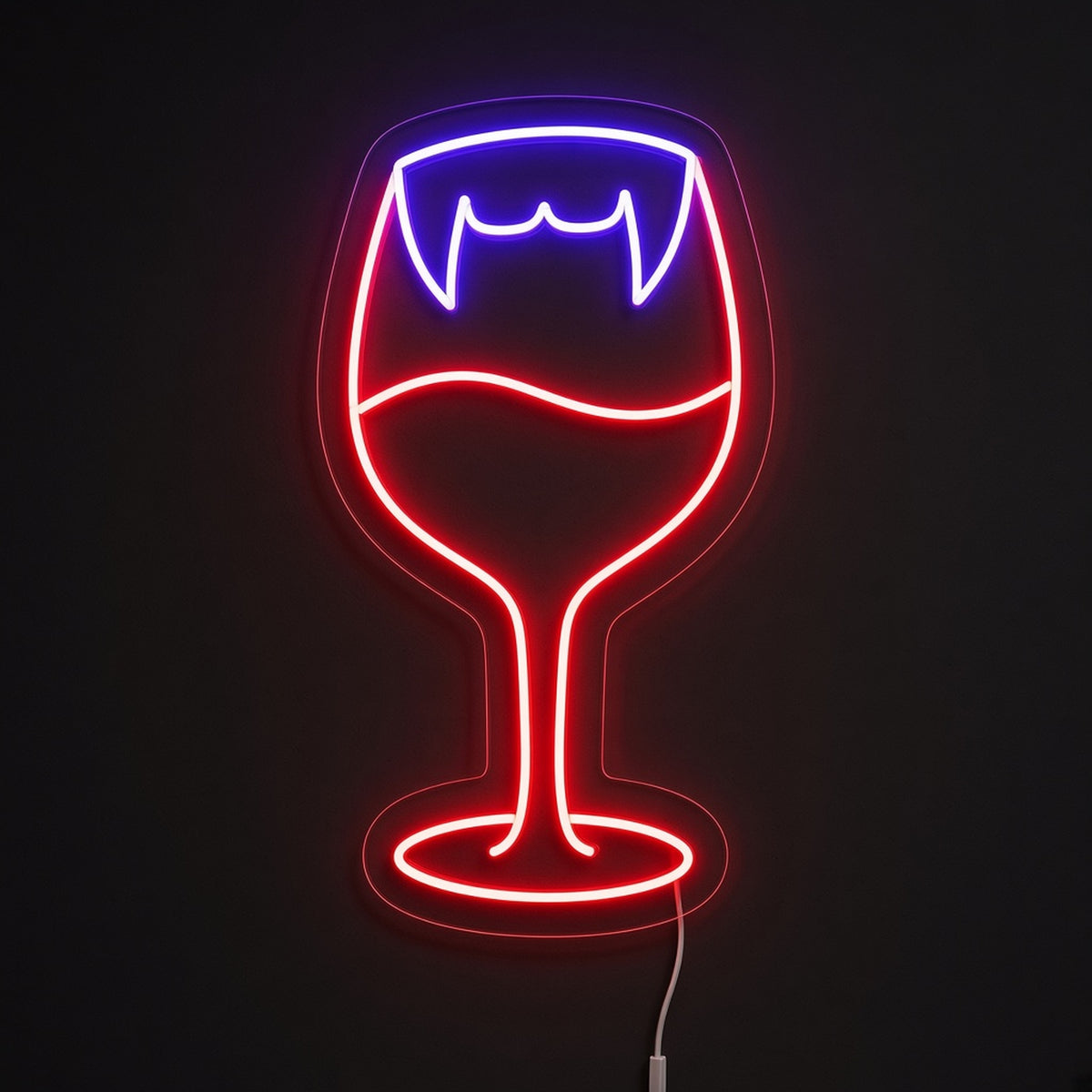 Vampire Fangs Wine Glass LED Neon Sign - product hero