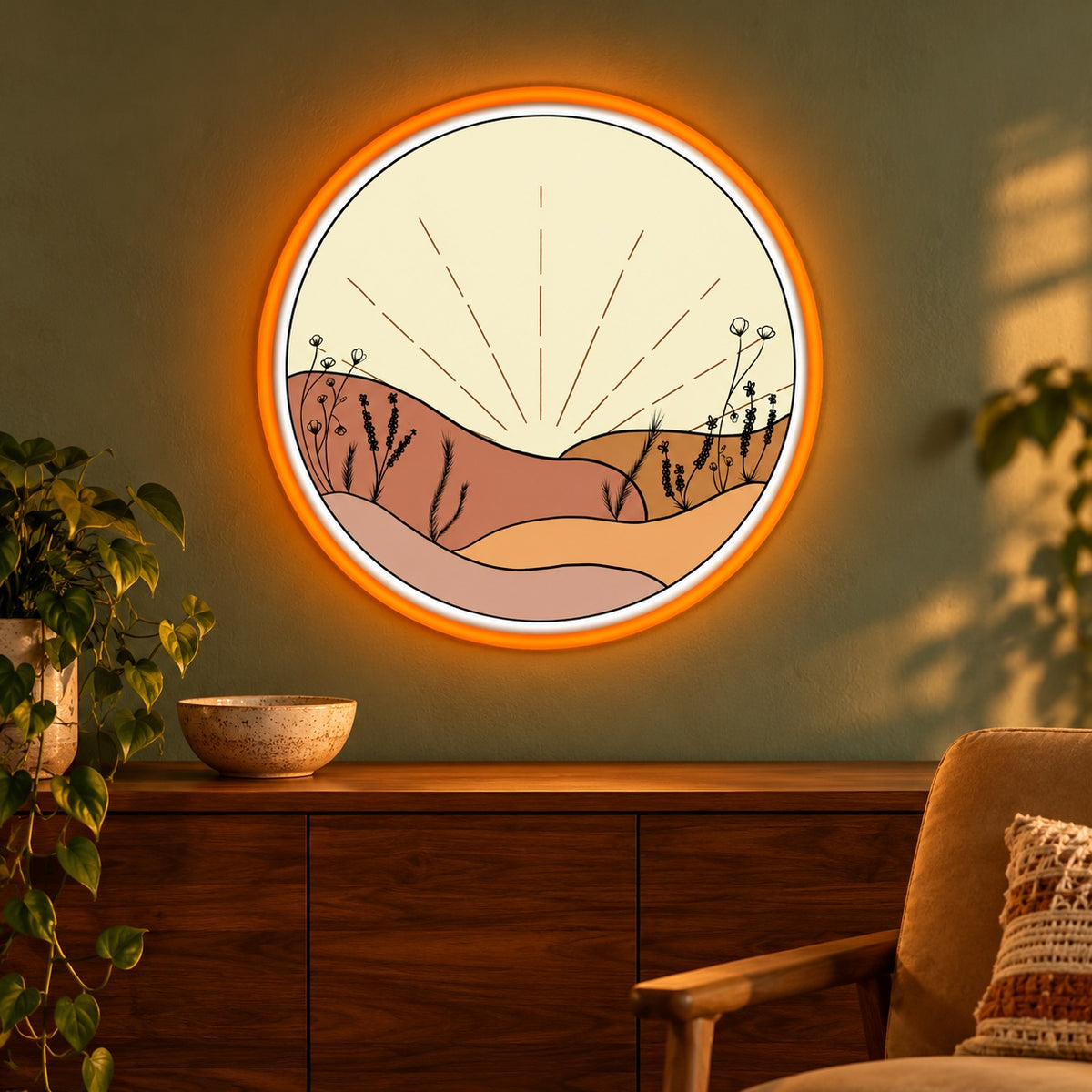 Wildflower Desert Sunrise LED Neon Sign - advertising view