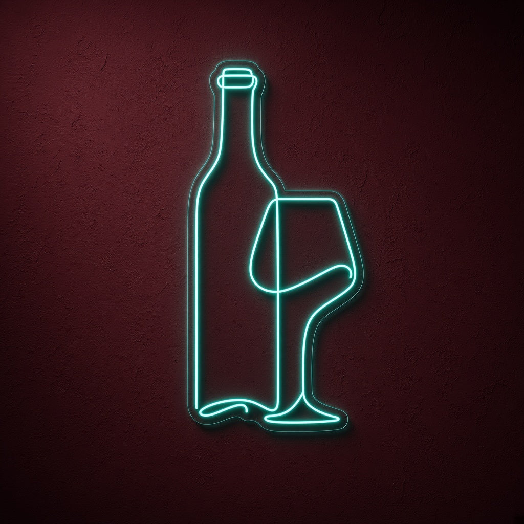 Wine Bottle and Glass LED Neon Sign - product hero