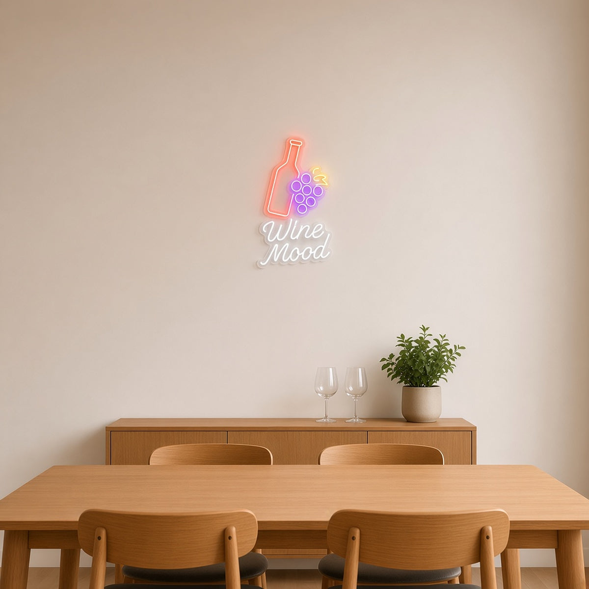 Wine Mood Bottle Grapes for Wine Bar LED Neon Sign - lifestyle view