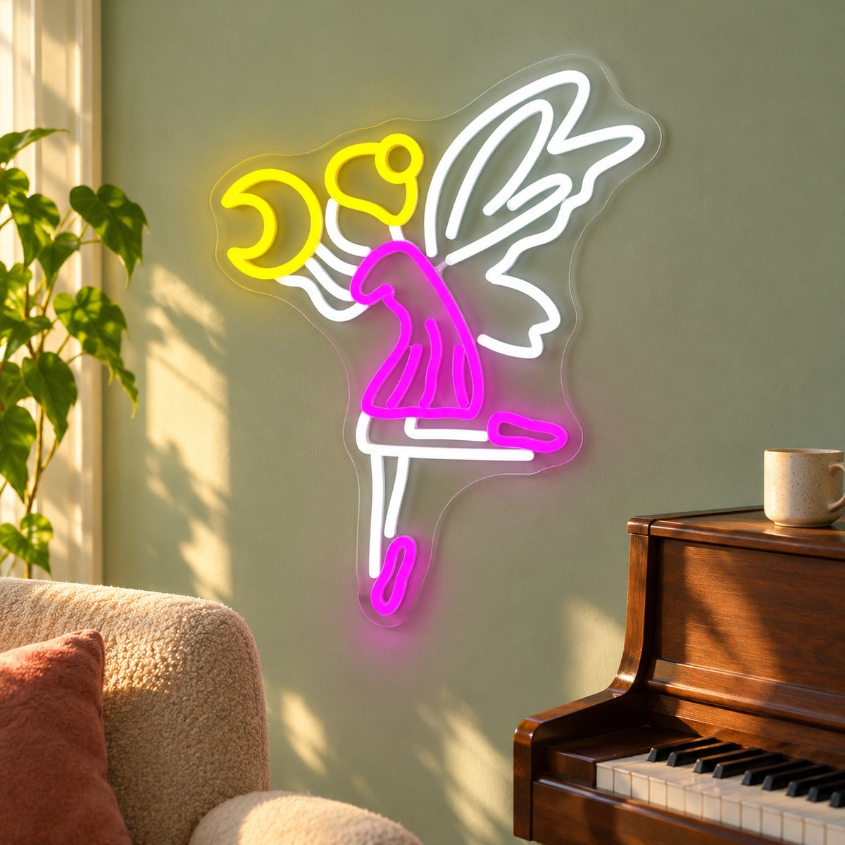 Winged Trumpet Player LED Neon Sign - lifestyle view