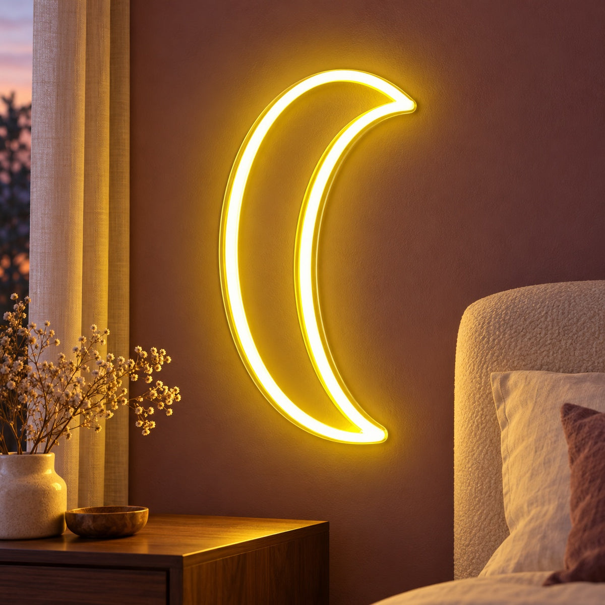 Crescent Moon LED Neon Sign - advertising view
