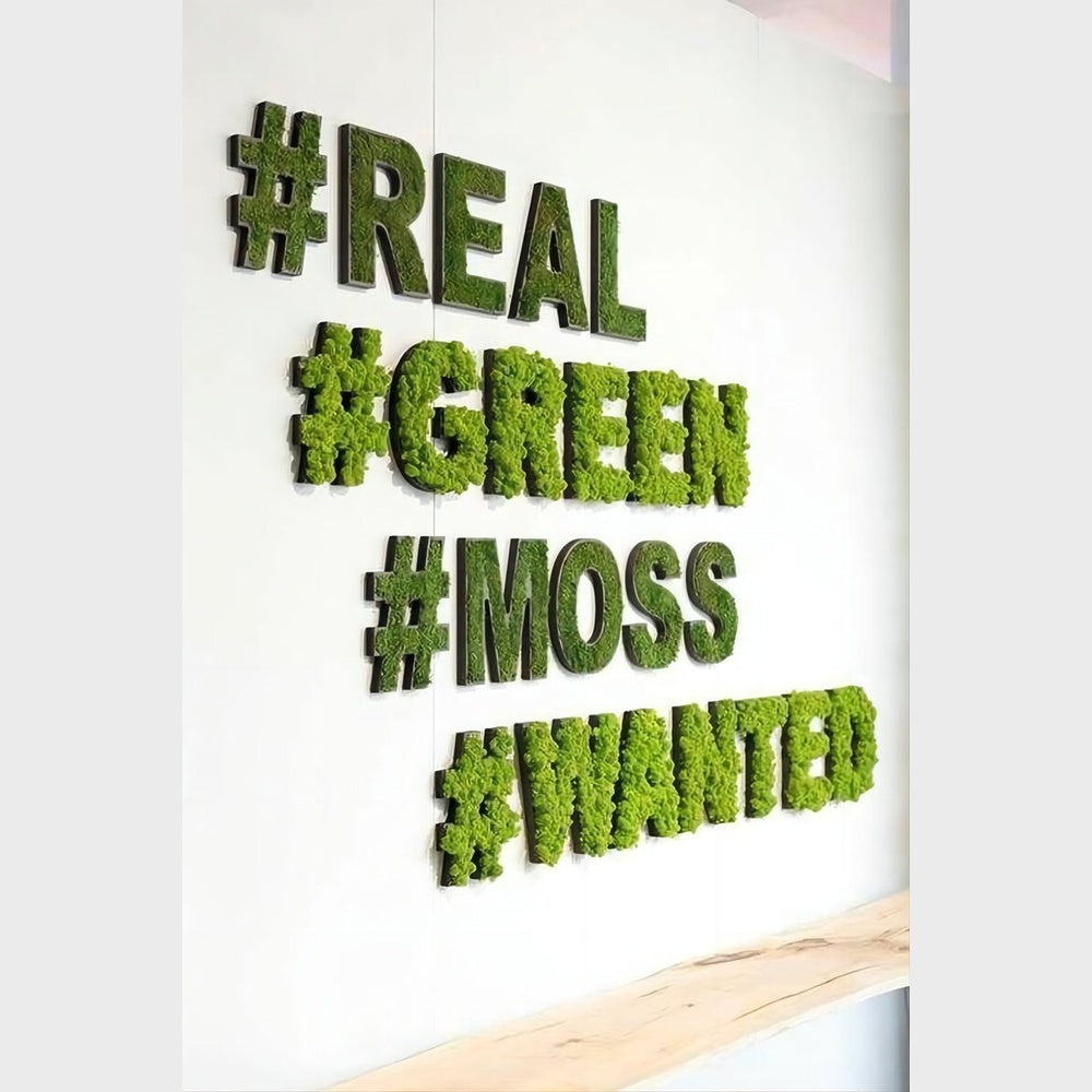Real Green Moss Wanted 3D Moss Letter Sign
