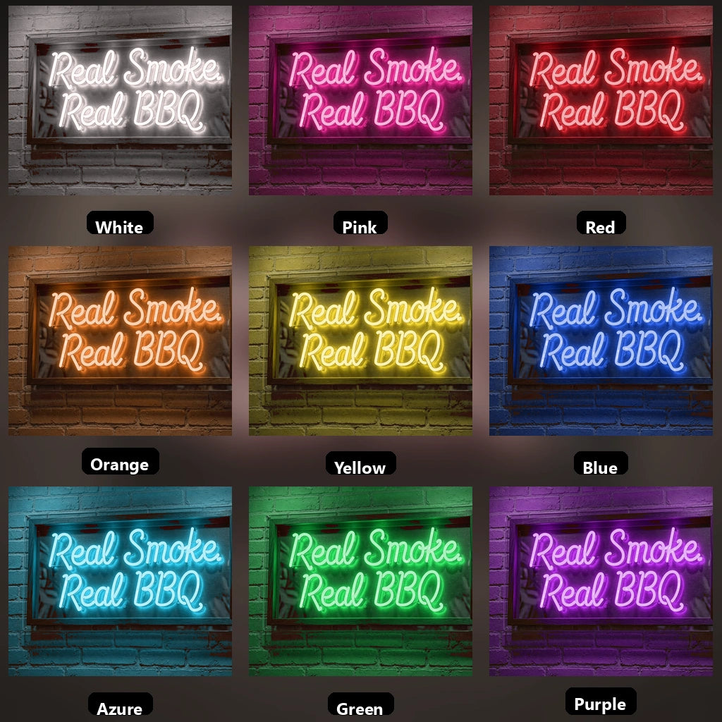 Real Smoke Real Bbq LED Neon Sign - 05 Color Grid
