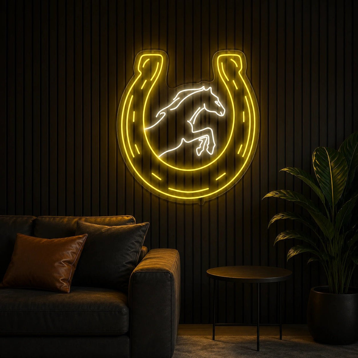 Rearing Horse In Horseshoe LED Neon Sign - Shineneon