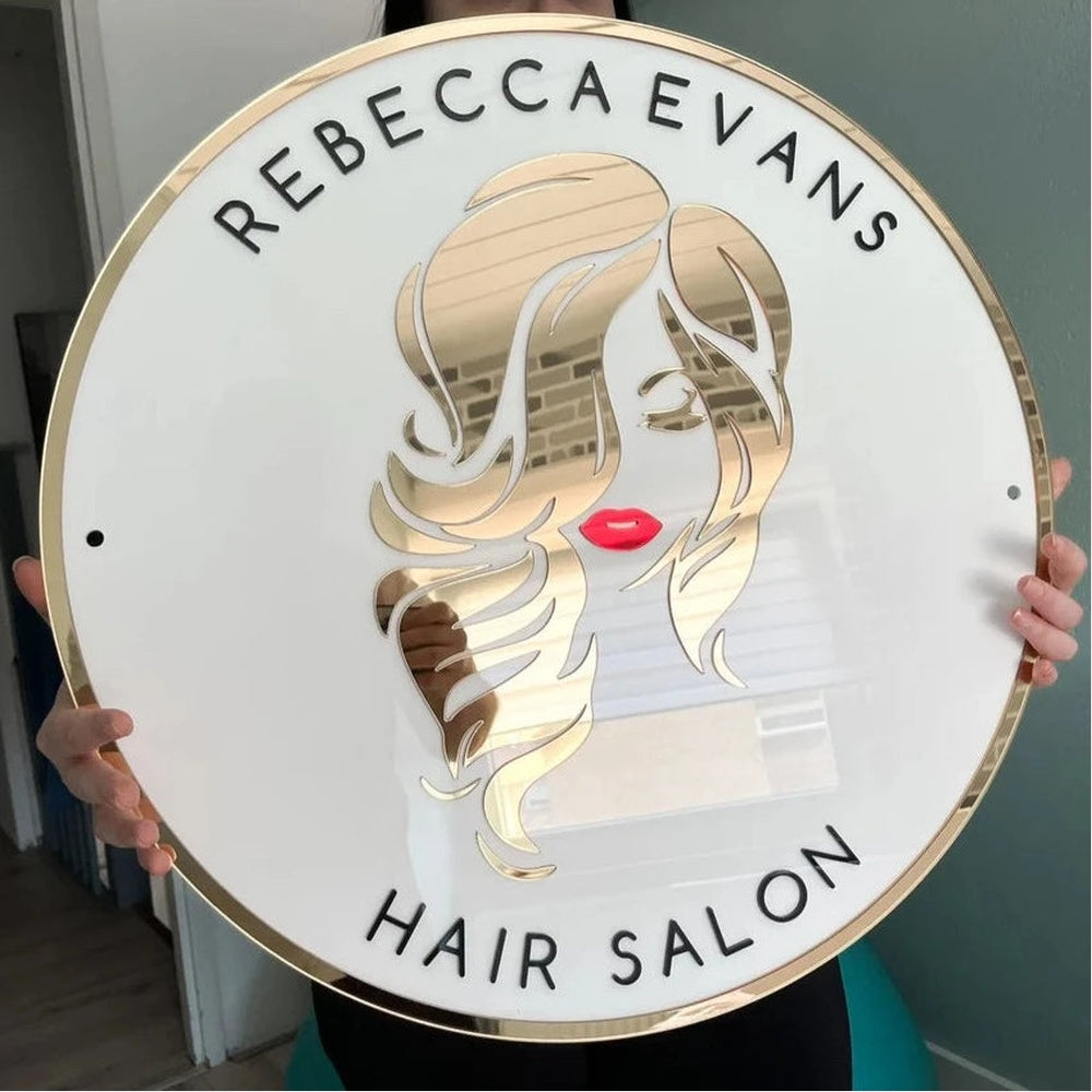 Rebecca Hair Salon Acrylic Business Logo Sign