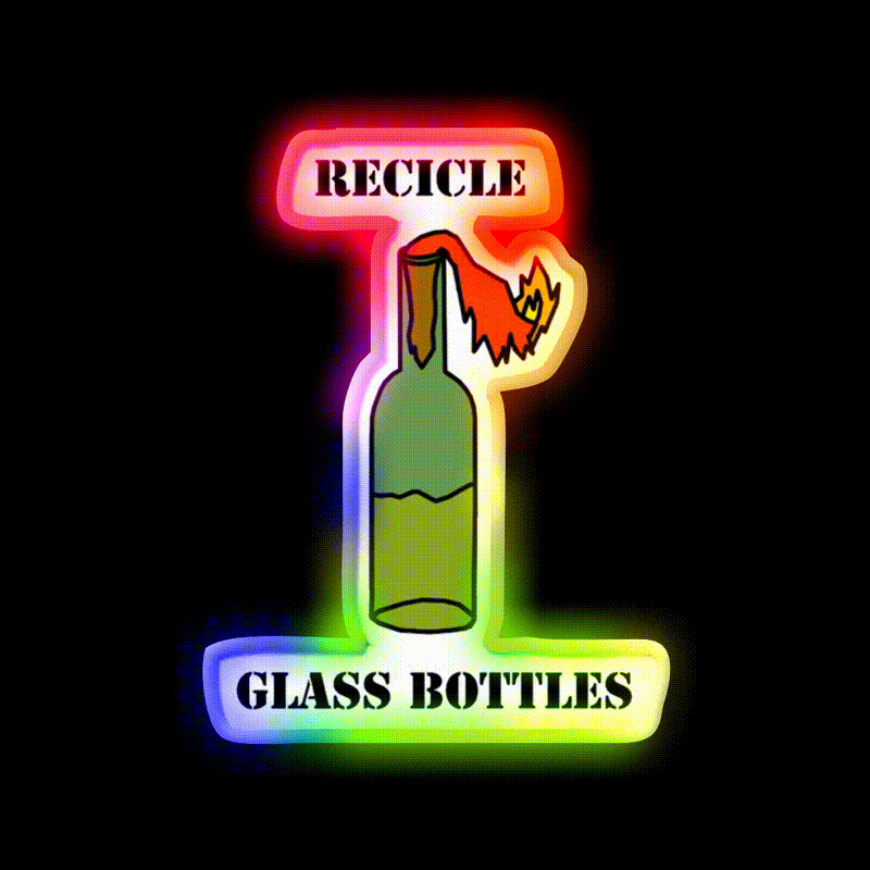 Recicle Glass Bottles Cocktail Bar Decor Led Neon Sign Rgb Color - LED neon sign close-up detail