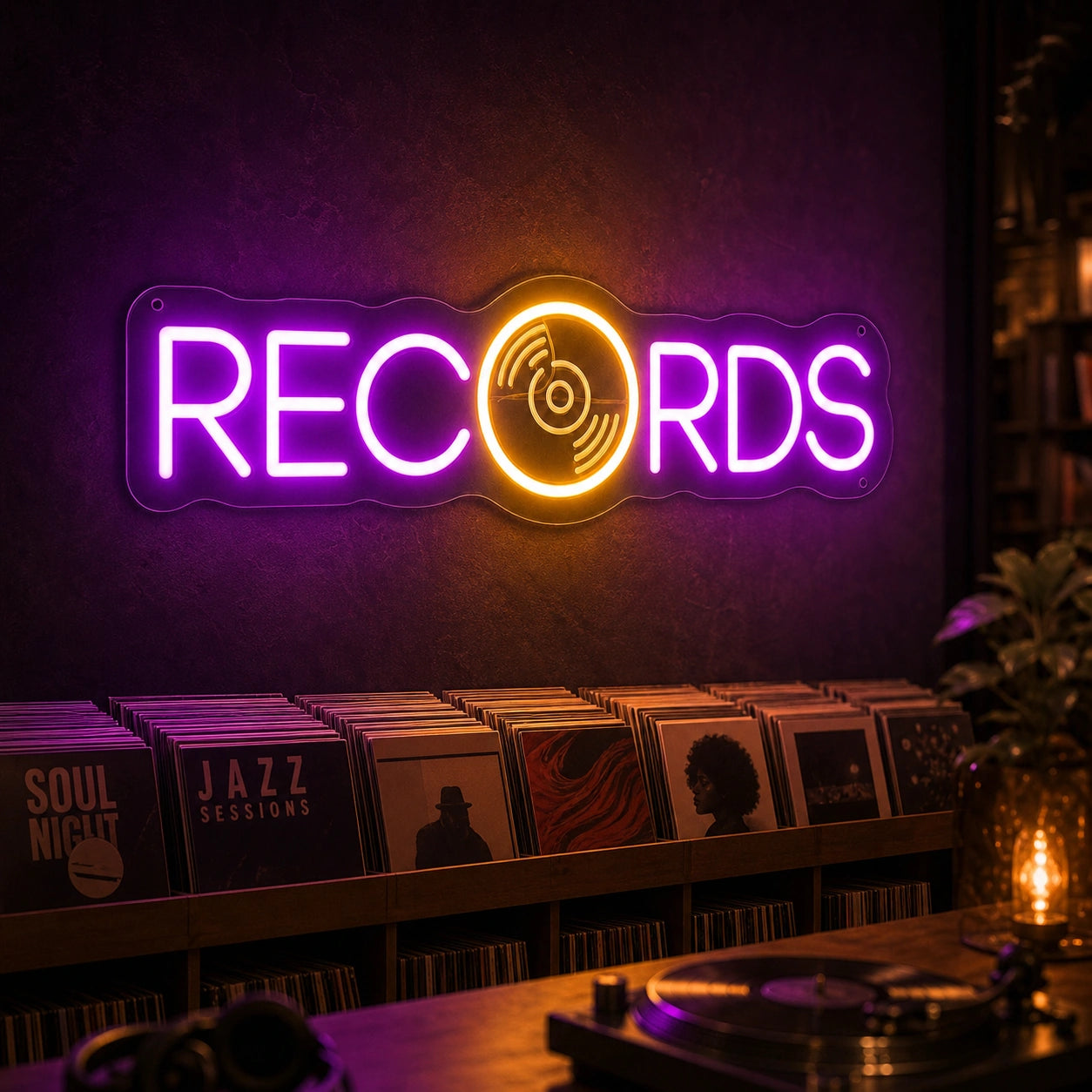 Records LED Neon Sign Garage Man Cave Neon Sign high-converting product image