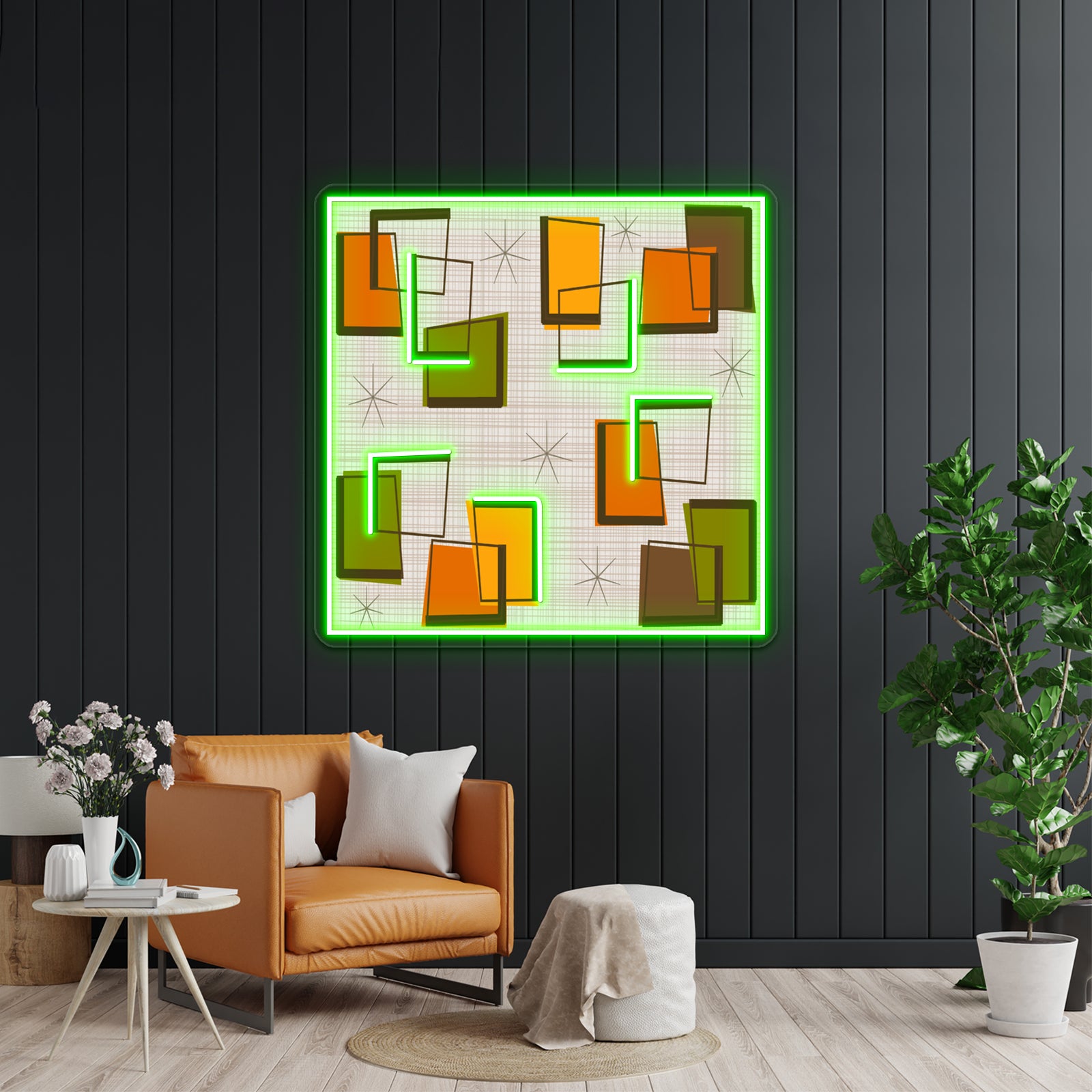 Rectangles And Stars Midcentury Wall Artwork Neon Signs | Shineneon