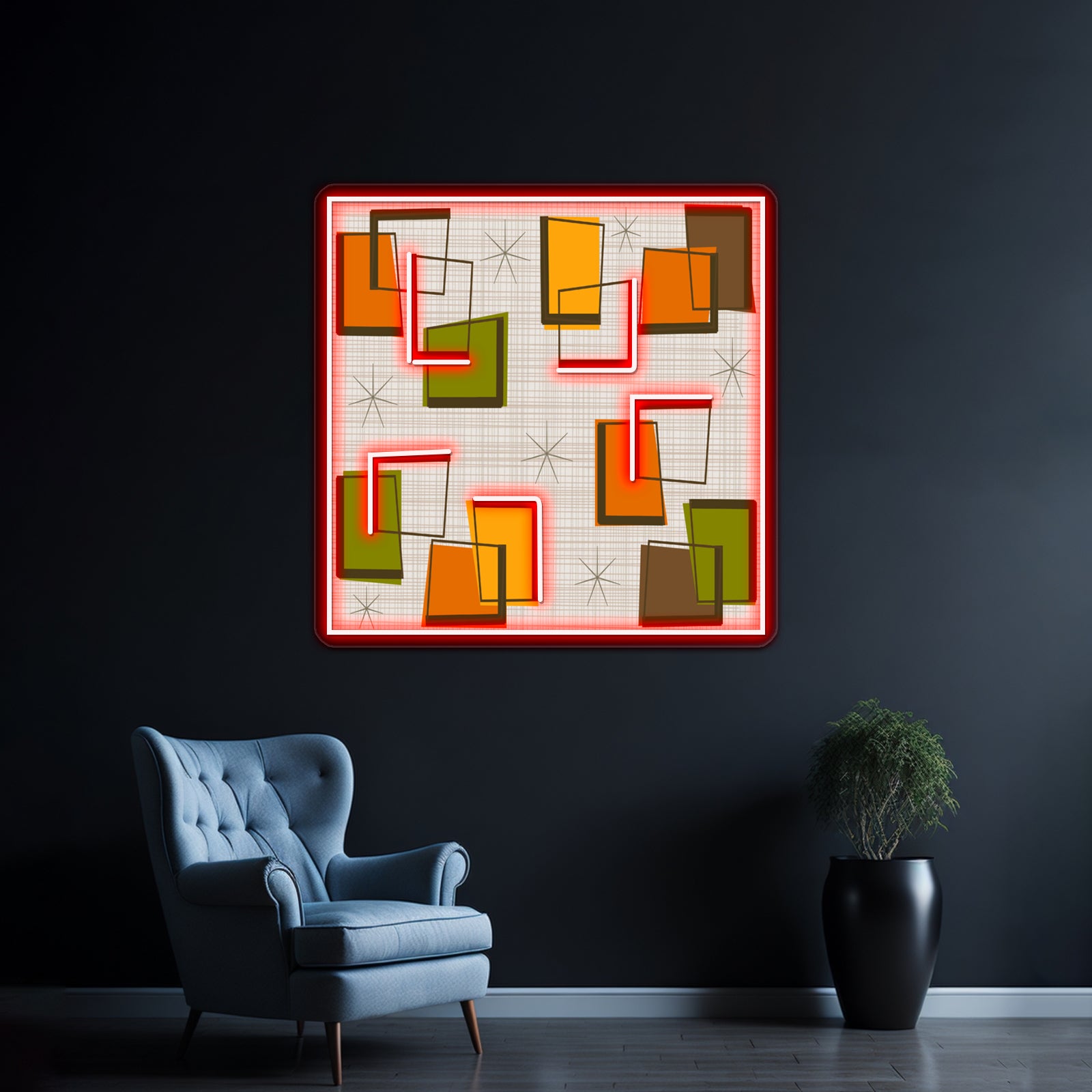 Rectangles And Stars Midcentury Wall Artwork Neon Signs | Shineneon