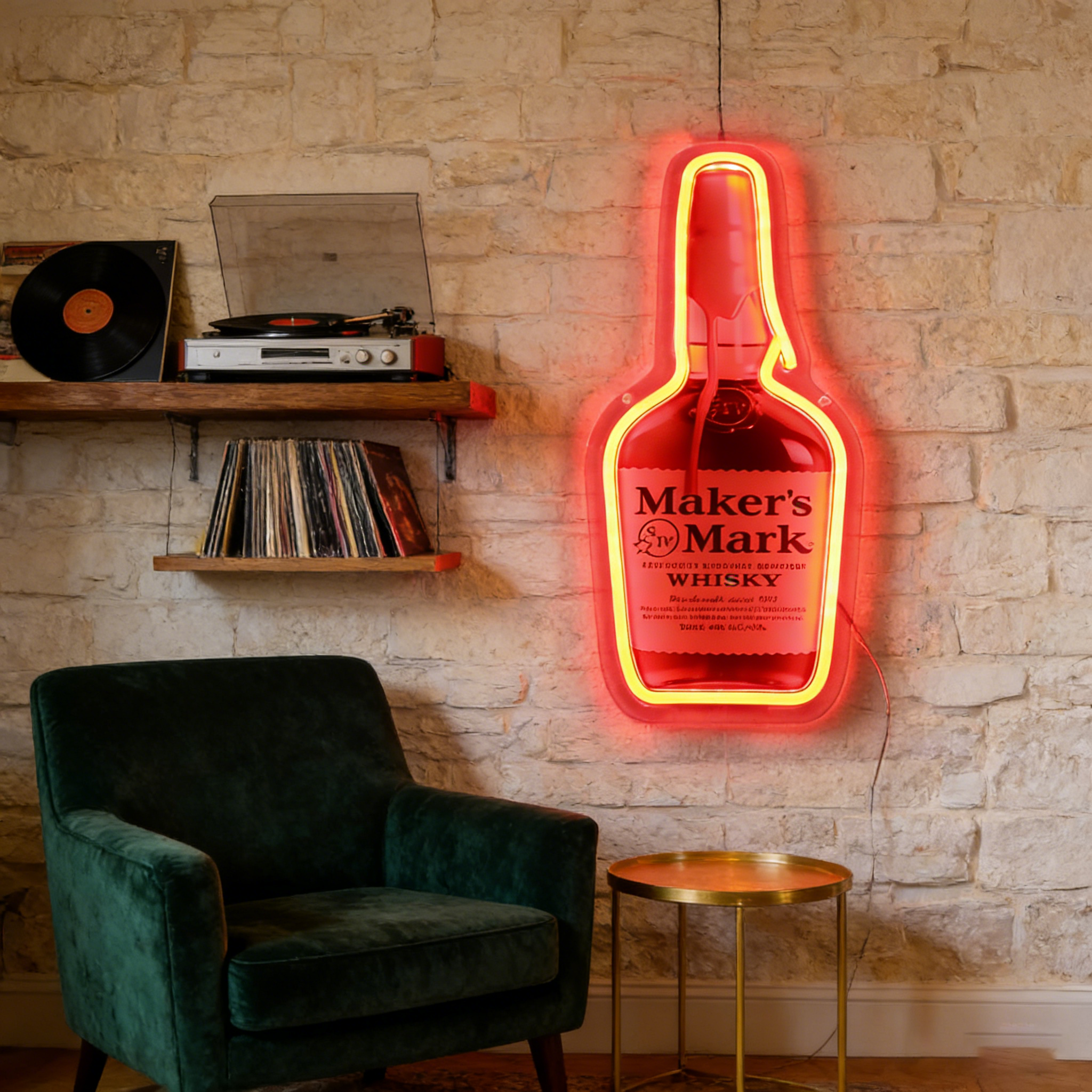 Whiskey USB LED Neon Sign - Bourbon Bar Light for Man Cave & Home Wall Decor