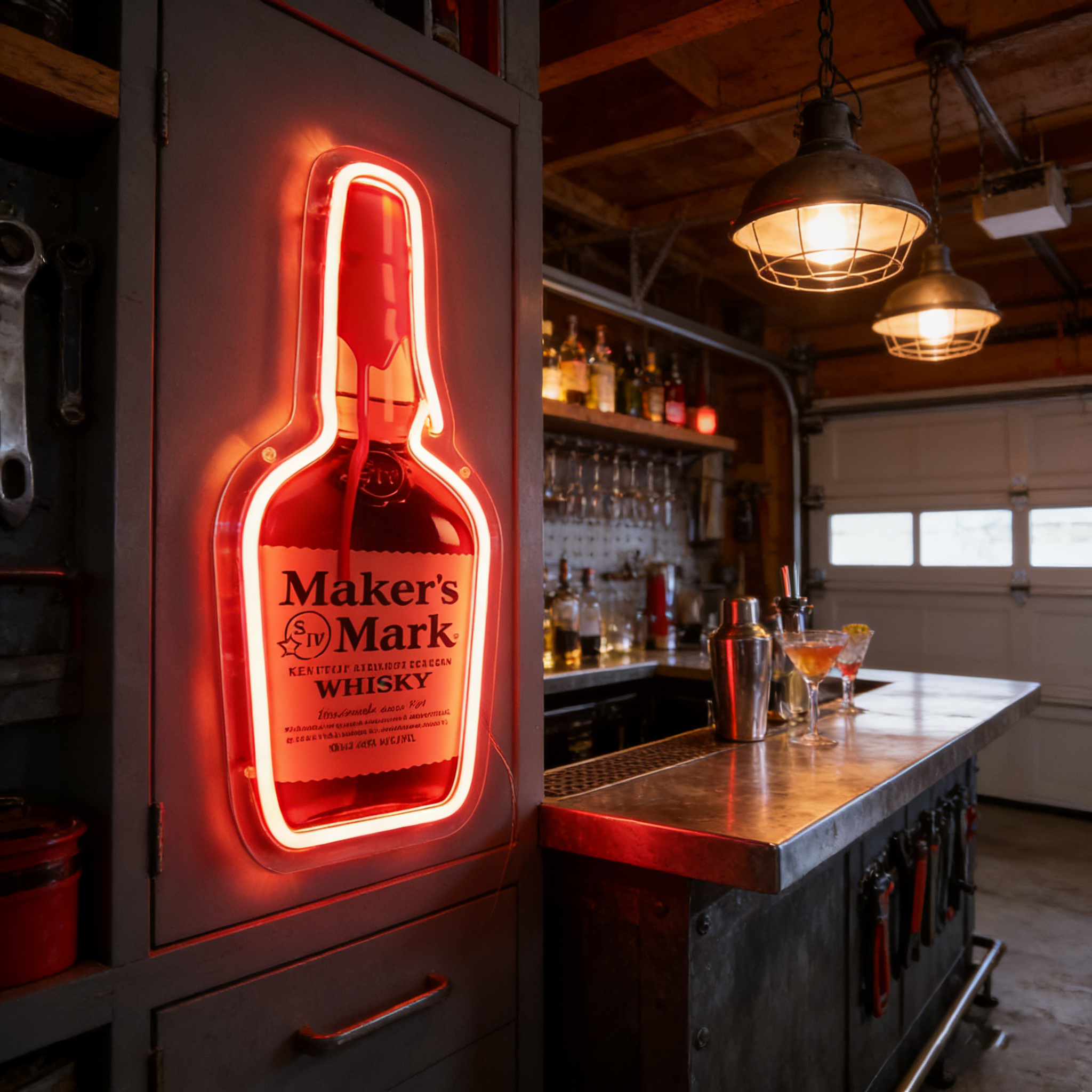 Whiskey USB LED Neon Sign - Bourbon Bar Light for Man Cave & Home Wall Decor