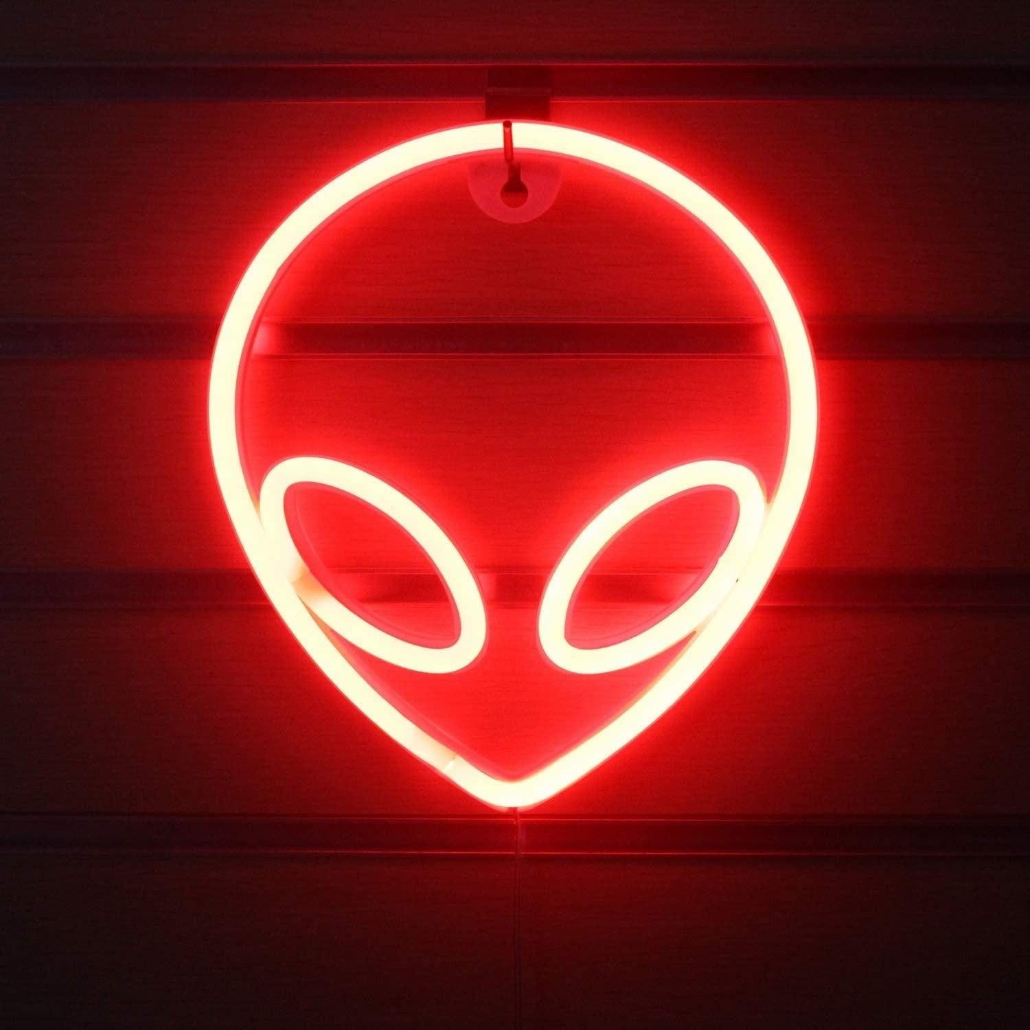 Red Alien Head Led Neon Sign For Sci-Fi Room Gaming Bar Decor | Shineneon