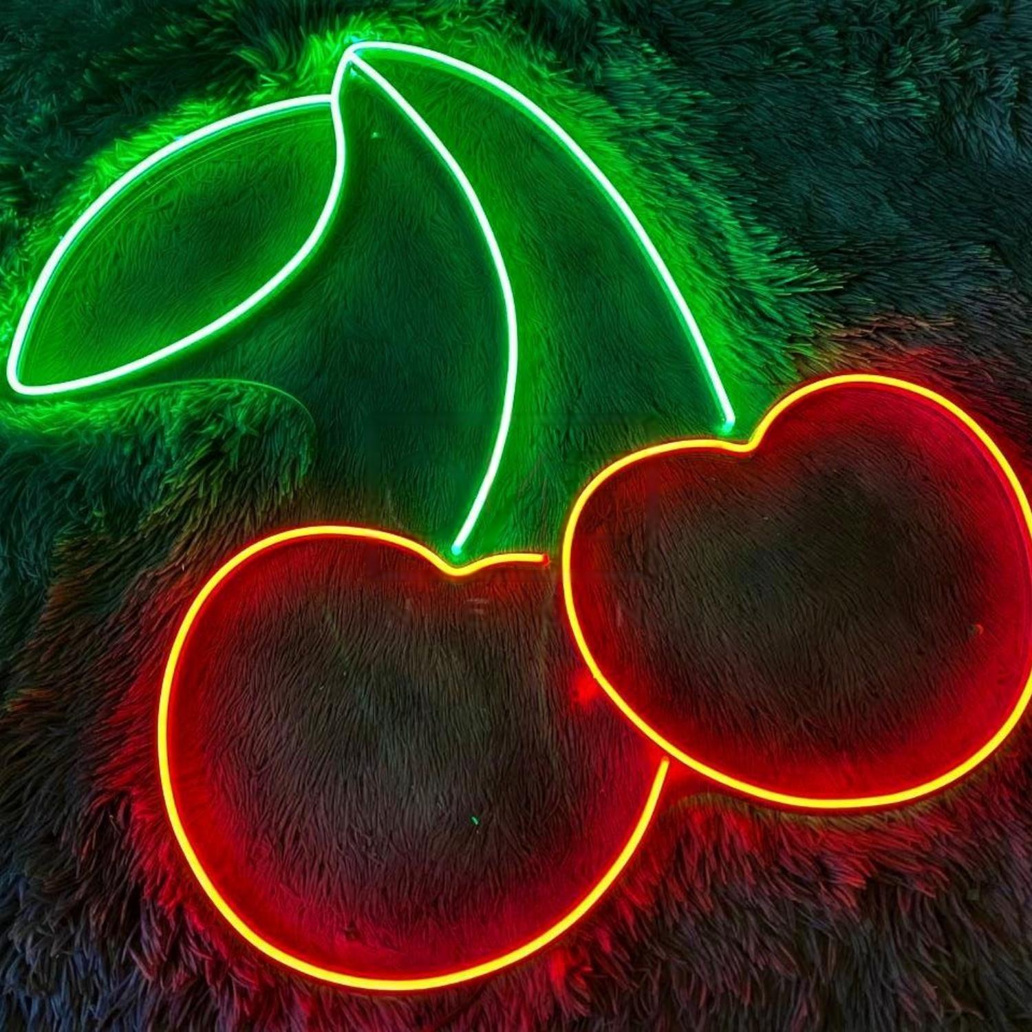 Red And Green Cherry Led Neon Sign For Home Bar Cafe Decor | Shineneon