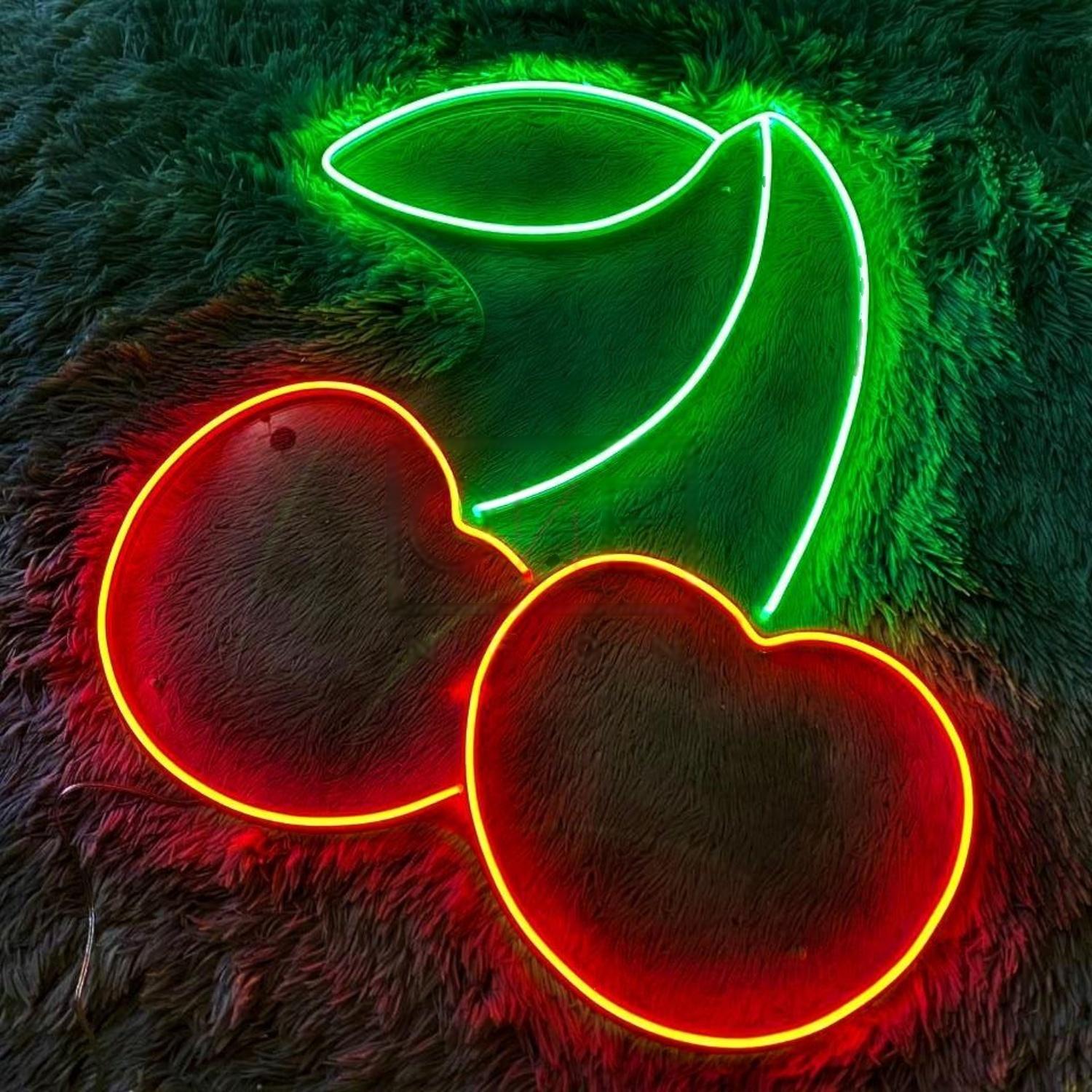 Red And Green Cherry Led Neon Sign For Home Bar Cafe Decor | Shineneon