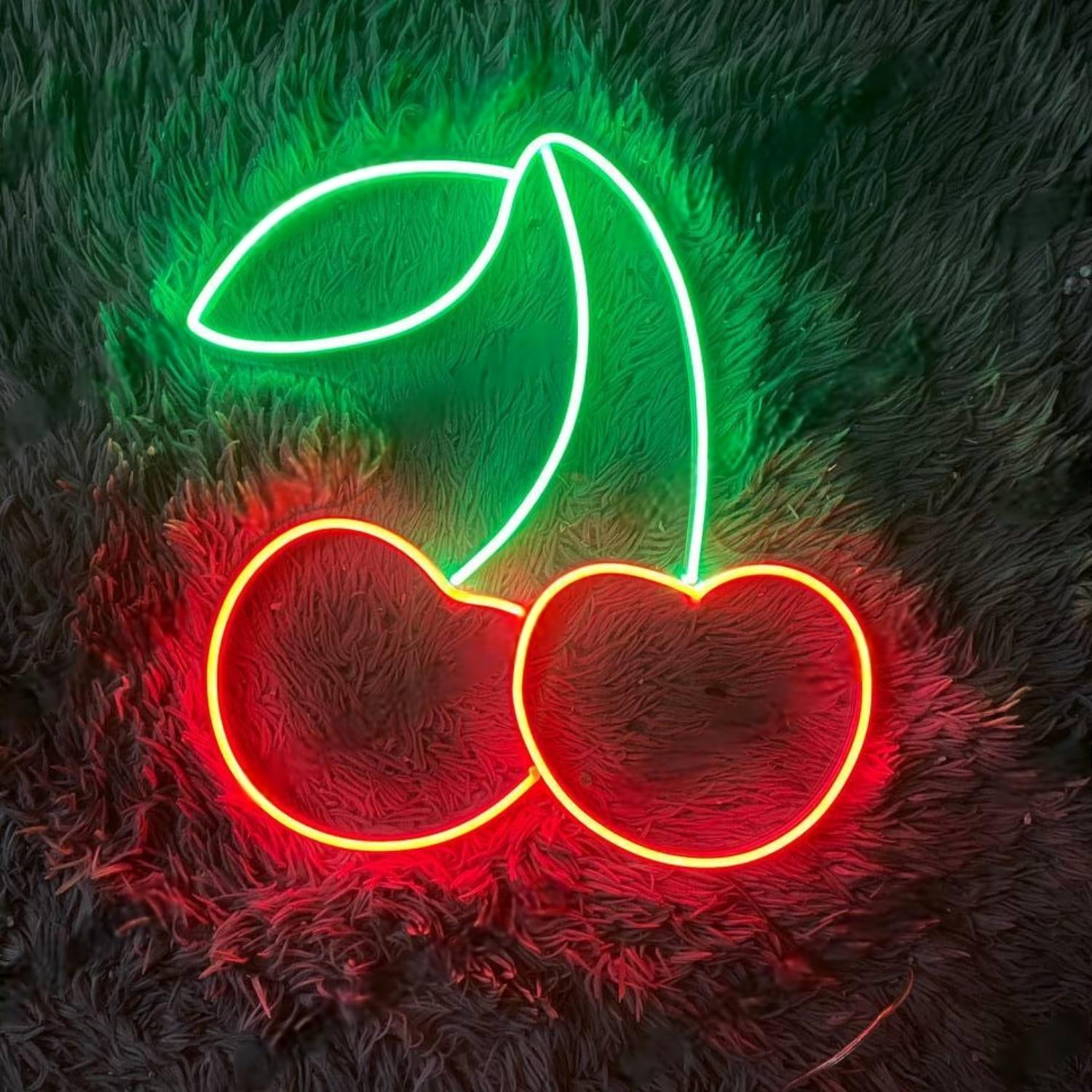 Red And Green Cherry Led Neon Sign For Home Bar Cafe Decor | Shineneon