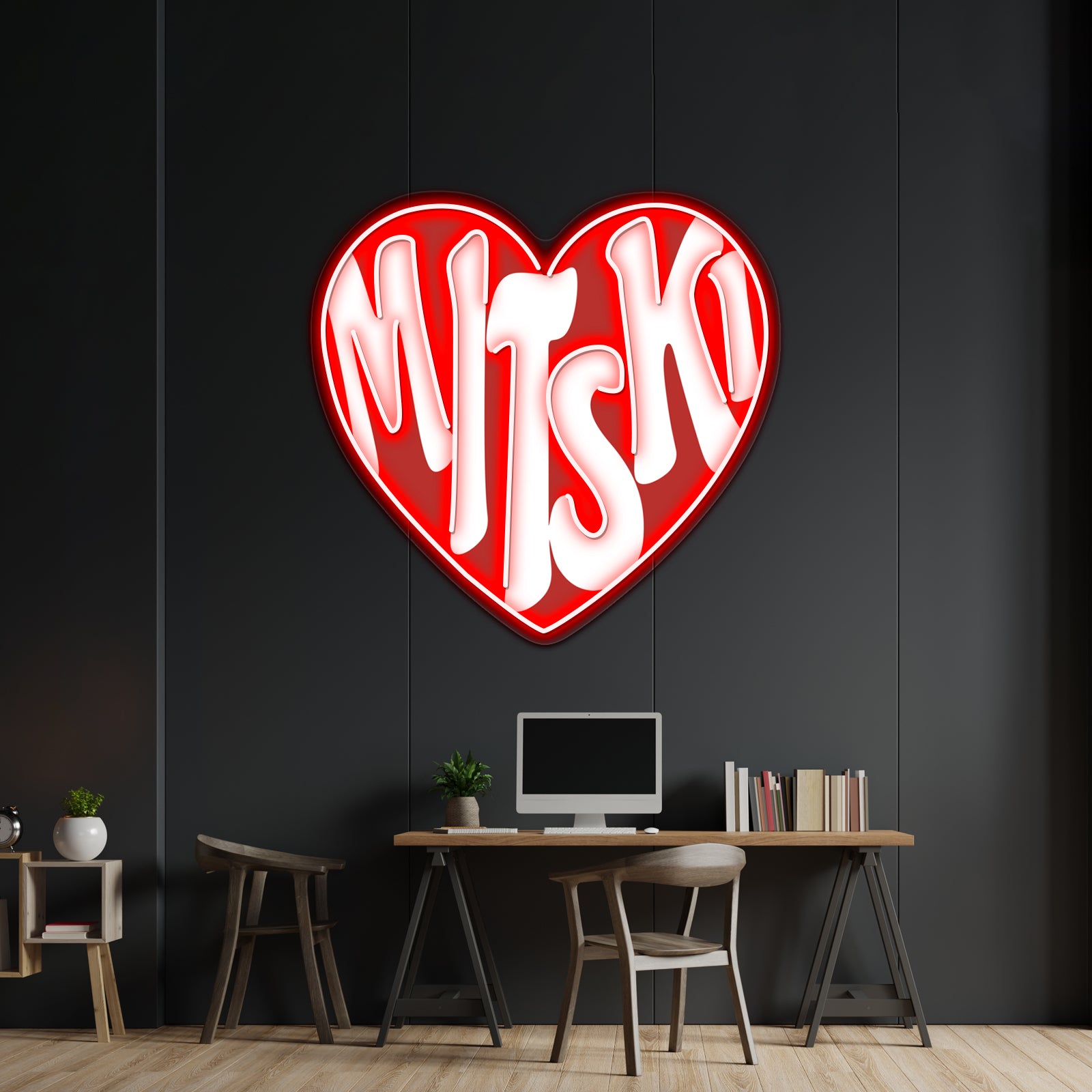 Red And White Heartwork Led Signs For Room | Shineneon