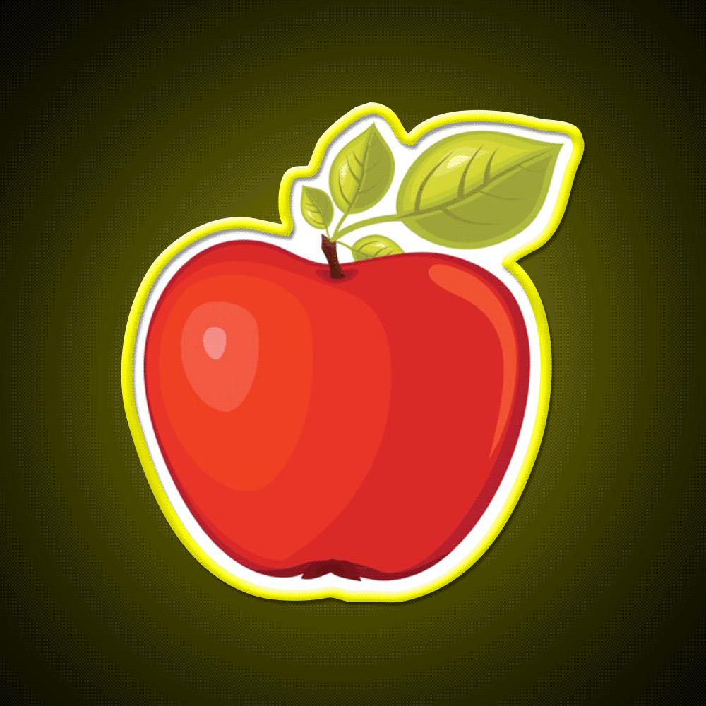 Red Apple Snack Food Led Neon Sign Rgb Color - Custom LED neon sign front view