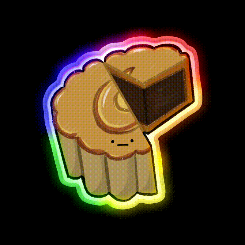 Red Bean Moon Cake Led Neon Sign Chinese Food Rgb Color - LED neon sign close-up detail