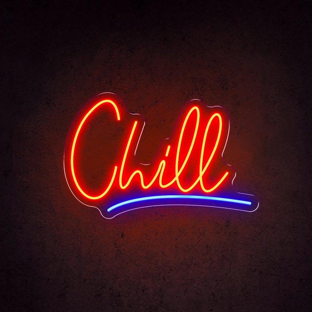 Red Blue Handwritten Chill Led Neon Sign For Bar Cafe Decor | Shineneon