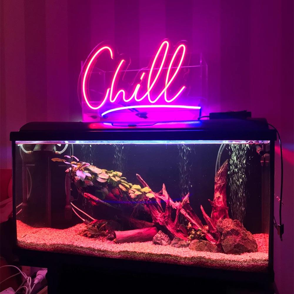 Red Blue Handwritten Chill Led Neon Sign For Bar Cafe Decor | Shineneon