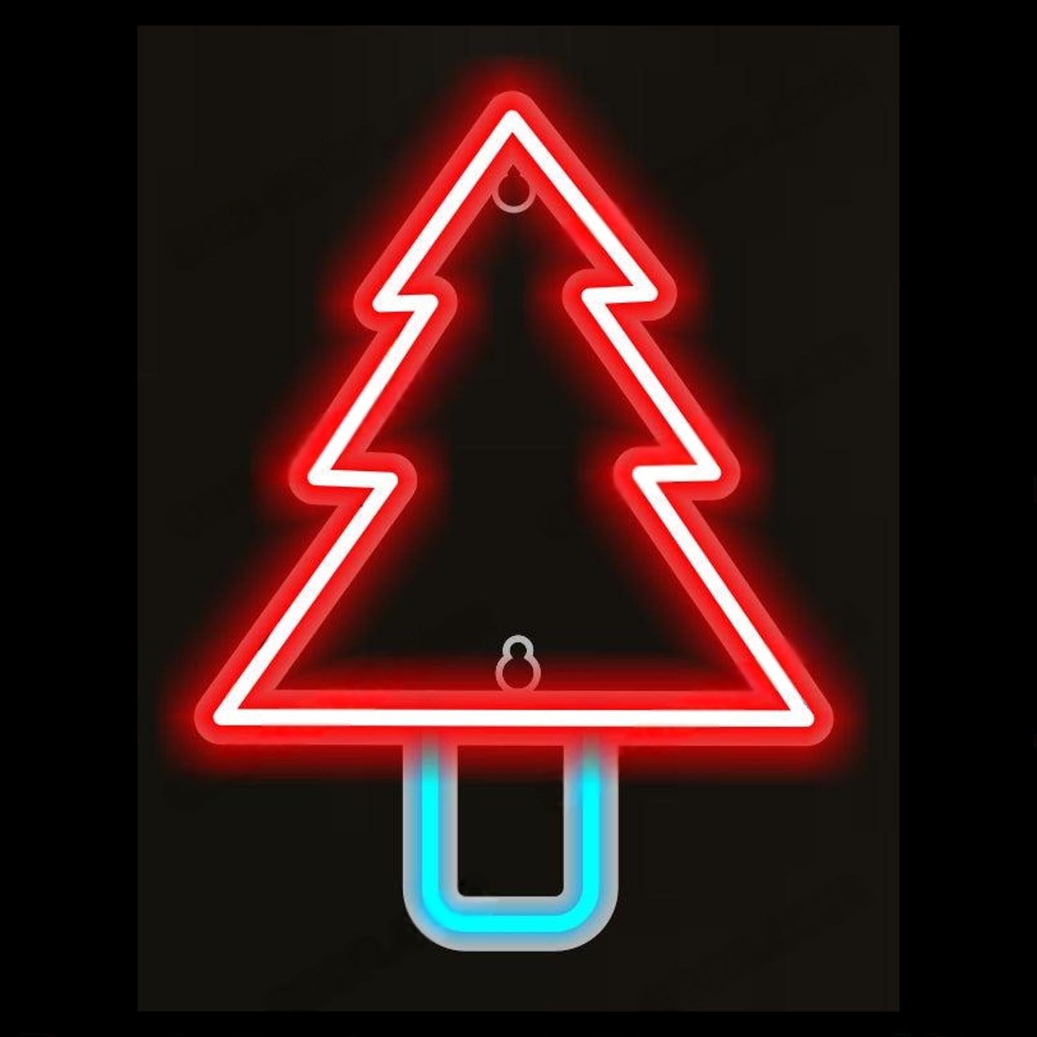 Red Blue Tabletop Christmas Tree Led Neon Sign For Holiday Home Bar Decor | Shineneon