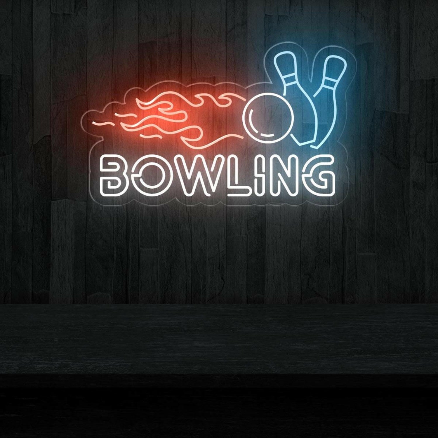 Red Blue White Bowling Led Neon Sign For Alleys Game Room Decor | Shineneon