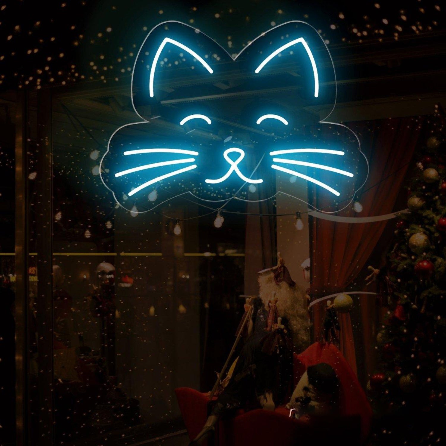 Red Cartoon Cat Face Led Neon Sign For Home Cafe Pet Shop Wall Decor | Shineneon