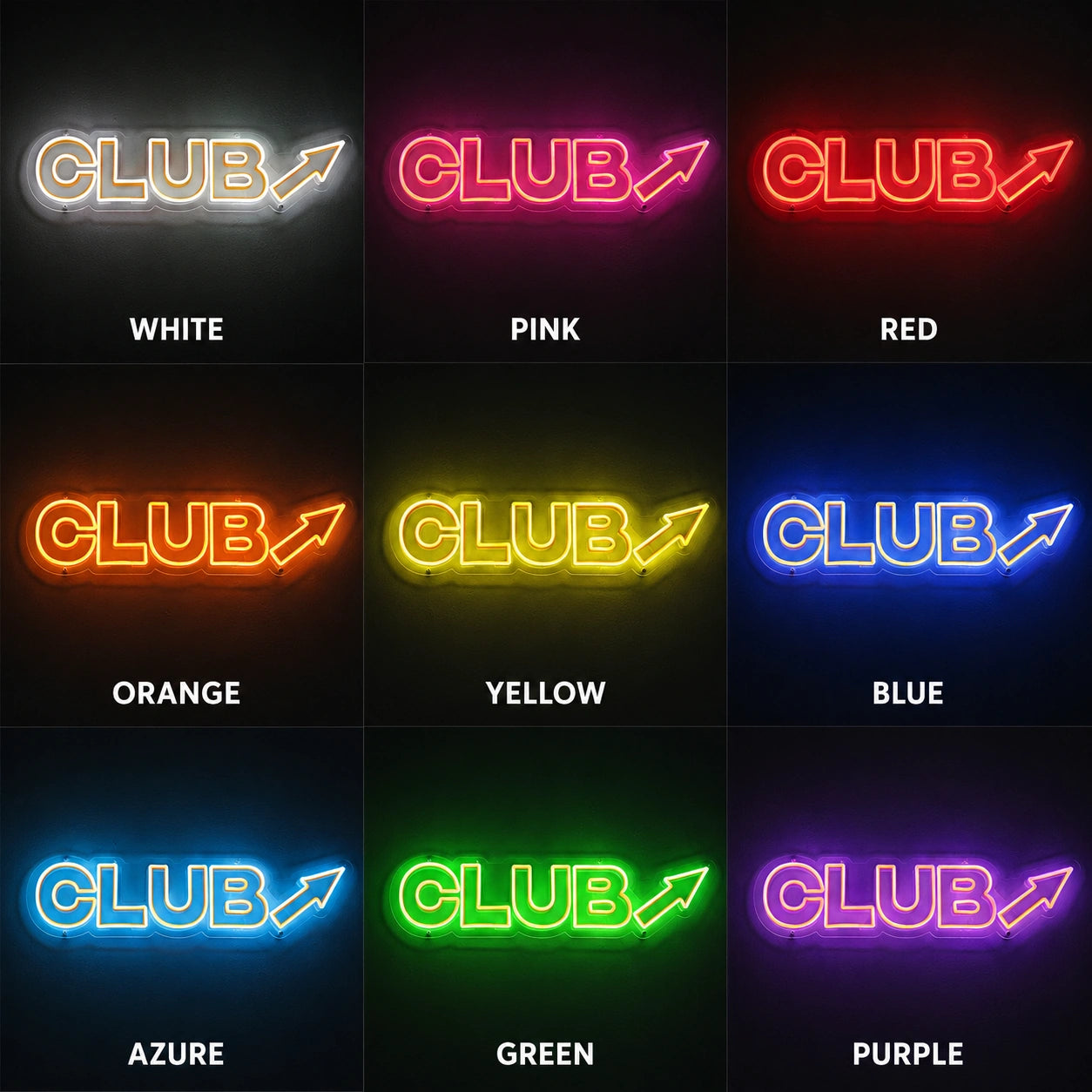 Red Club Arrow Neon Sign LED Neon Sign color grid