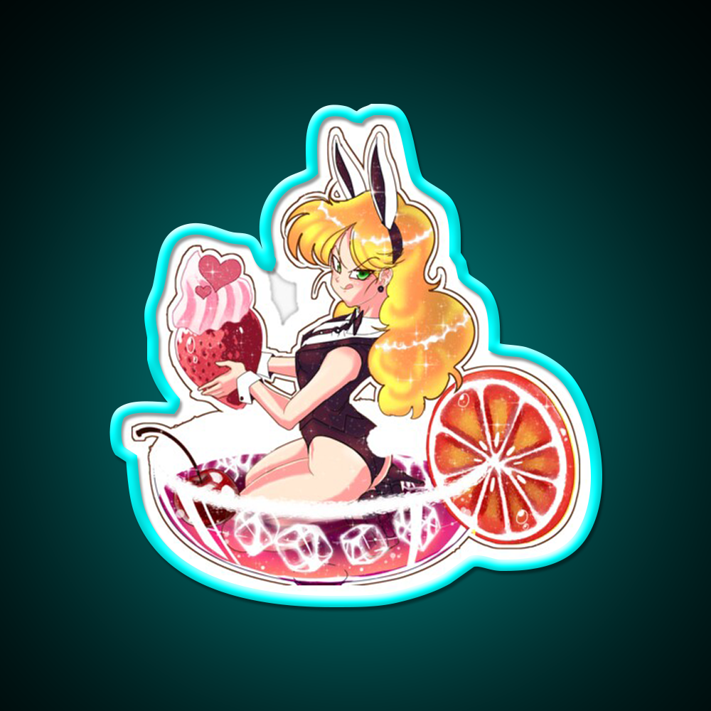 Red Cocktail Bunny Cocktail Bar Decor Led Neon Sign Rgb Color - Size and dimension reference