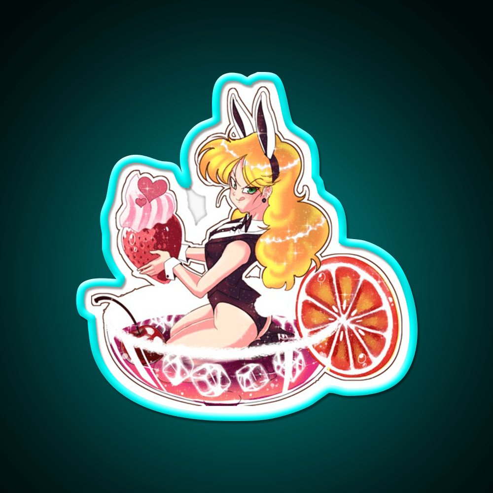 Red Cocktail Bunny Cocktail Bar Decor Led Neon Sign Rgb Color - Shineneon