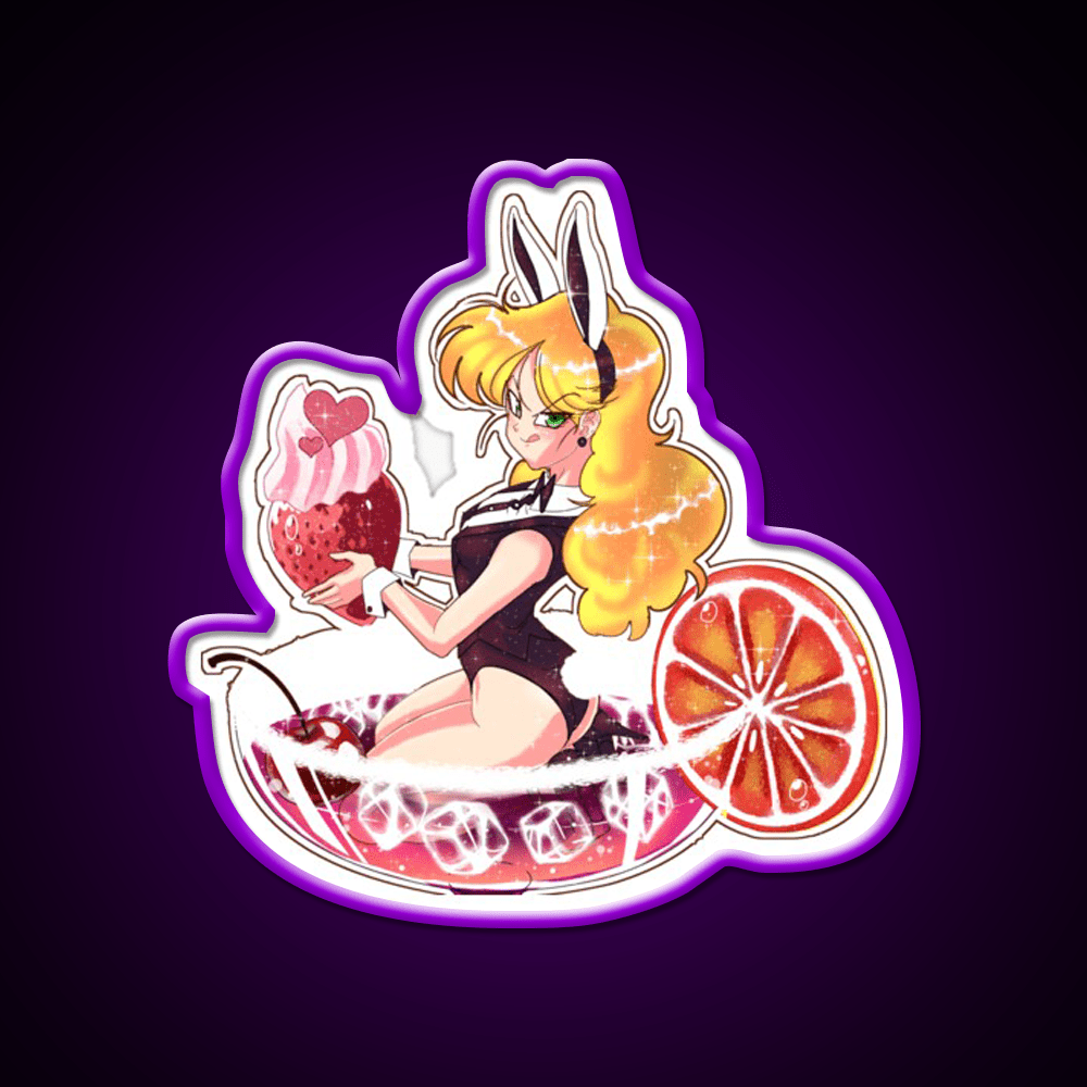 Red Cocktail Bunny Cocktail Bar Decor Led Neon Sign Rgb Color - Shineneon