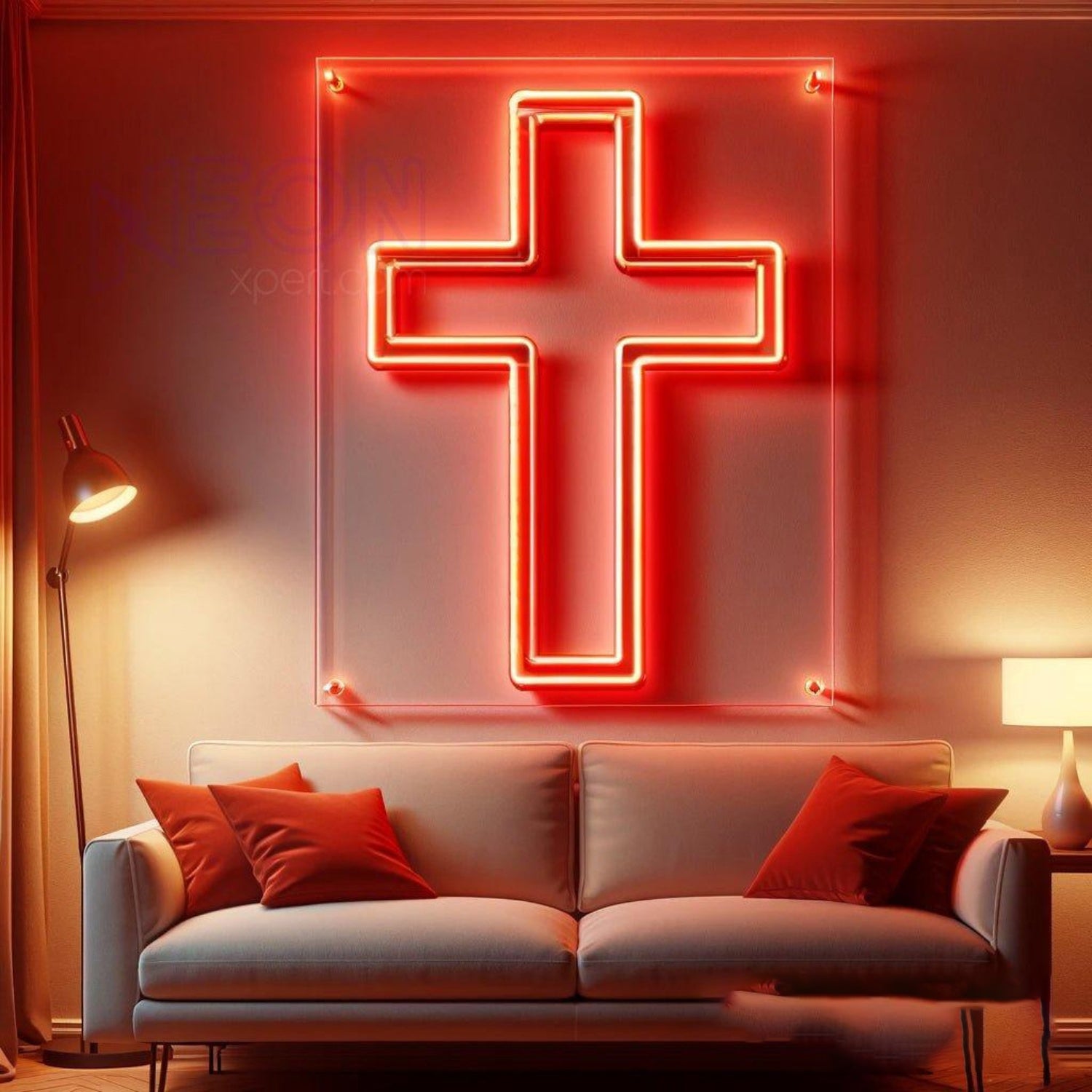Red Cross Led Neon Sign Church Religious Wall Decor Art | Shineneon