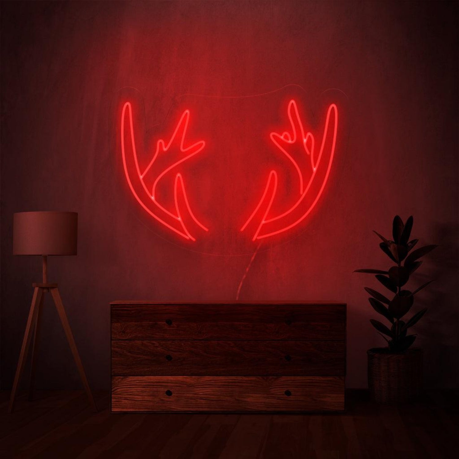 Red Deer Horns Led Neon Sign For Modern Home Decor | Shineneon
