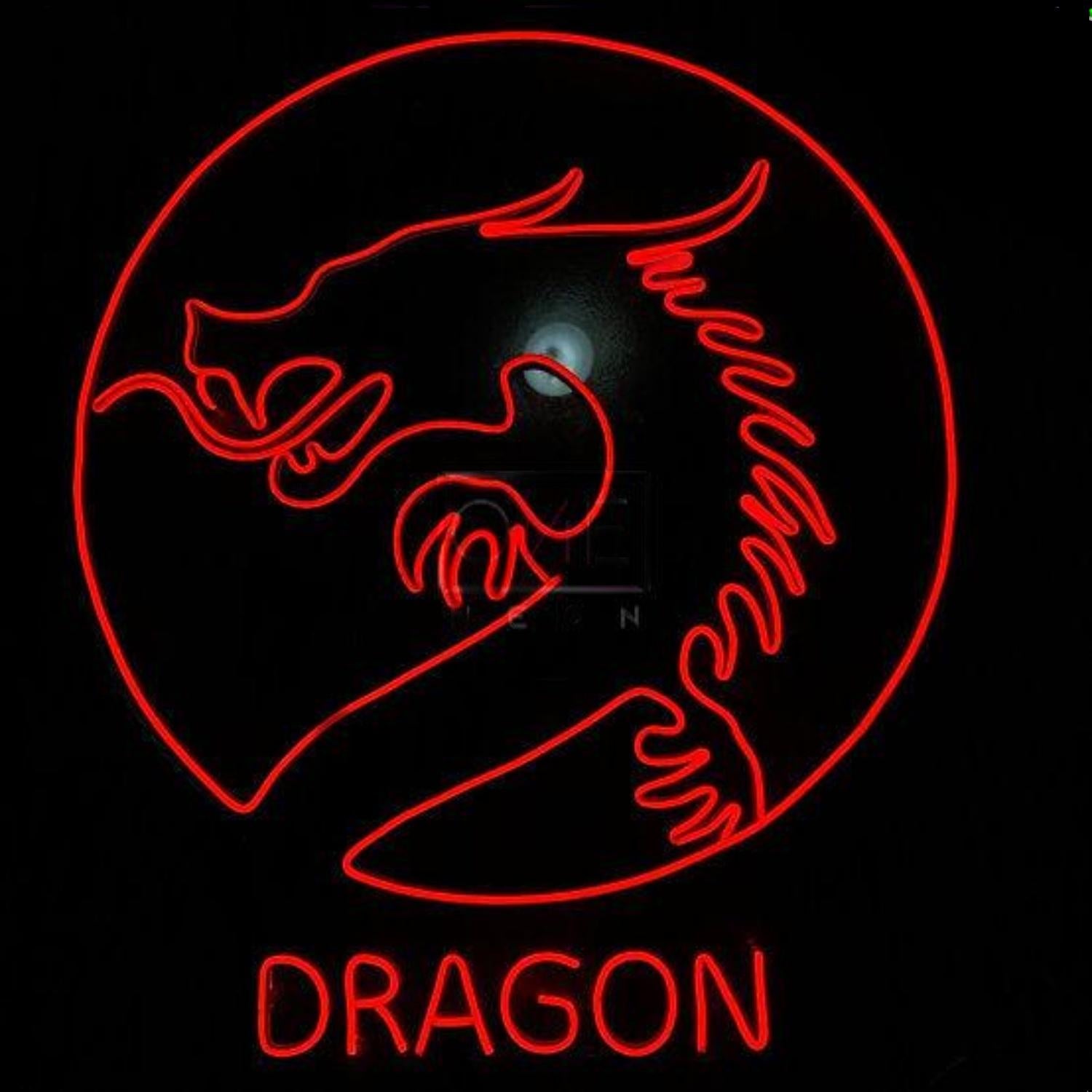 Red Dragon Circular Logo Led Neon Sign For Home Bar Decor | Shineneon